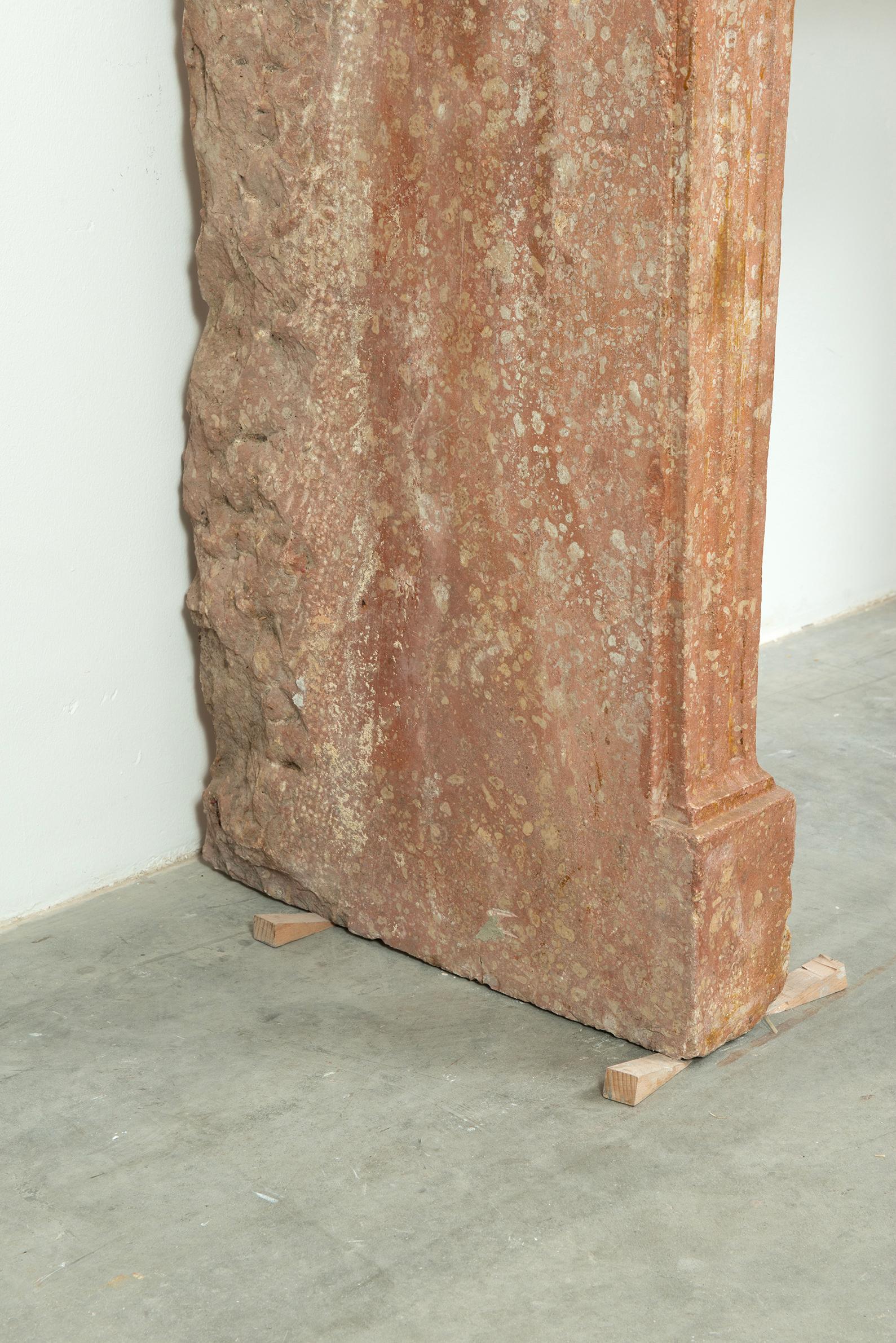 Louis XVI French Fireplace in Rare Rose Limestone For Sale 9