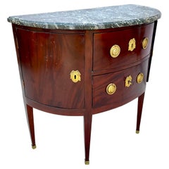 Louis XVI French Mahogany Demilune Commode