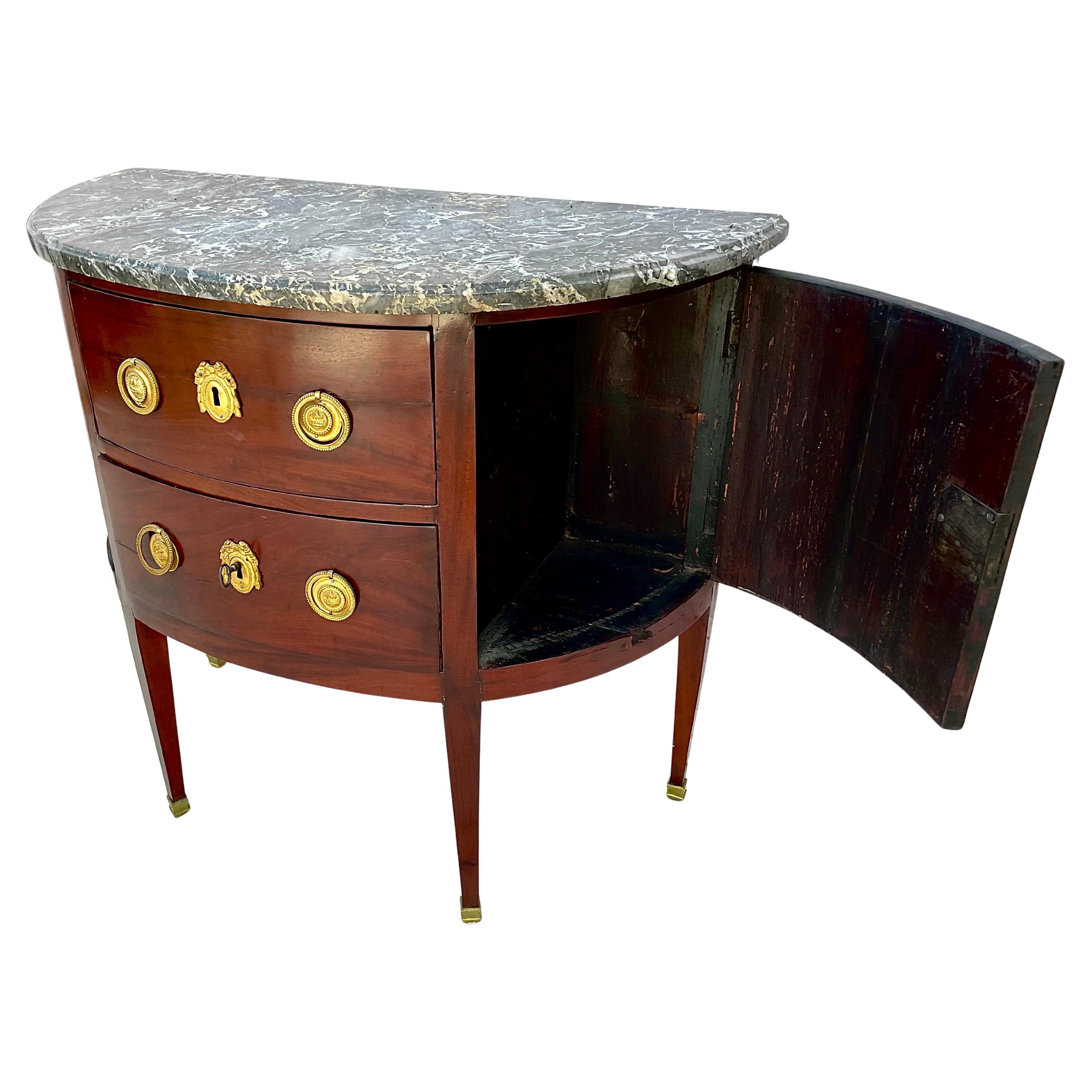 18th Century Louis XVI French Mahogany Demilune Commode