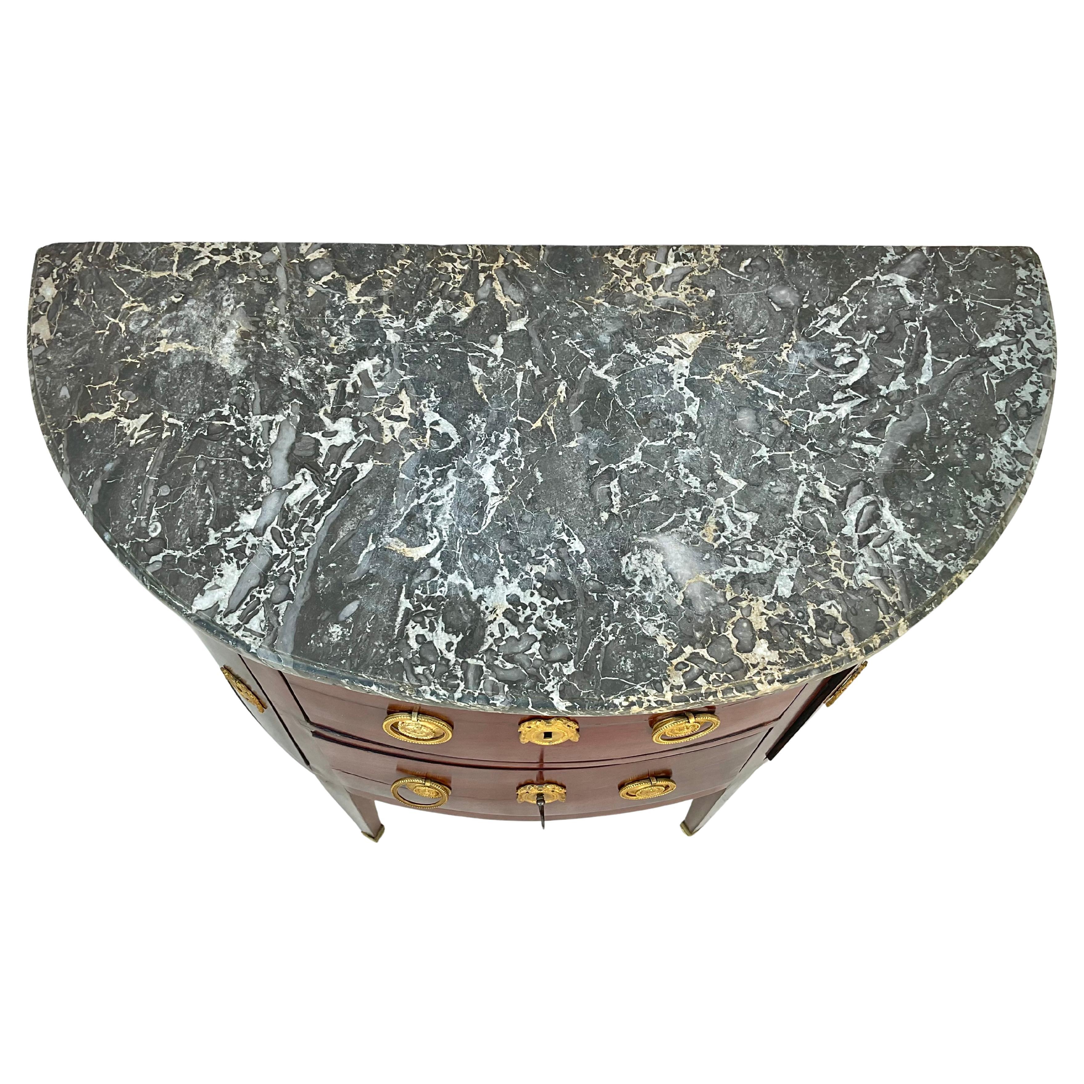 Louis XVI French Mahogany Demilune Commode 3