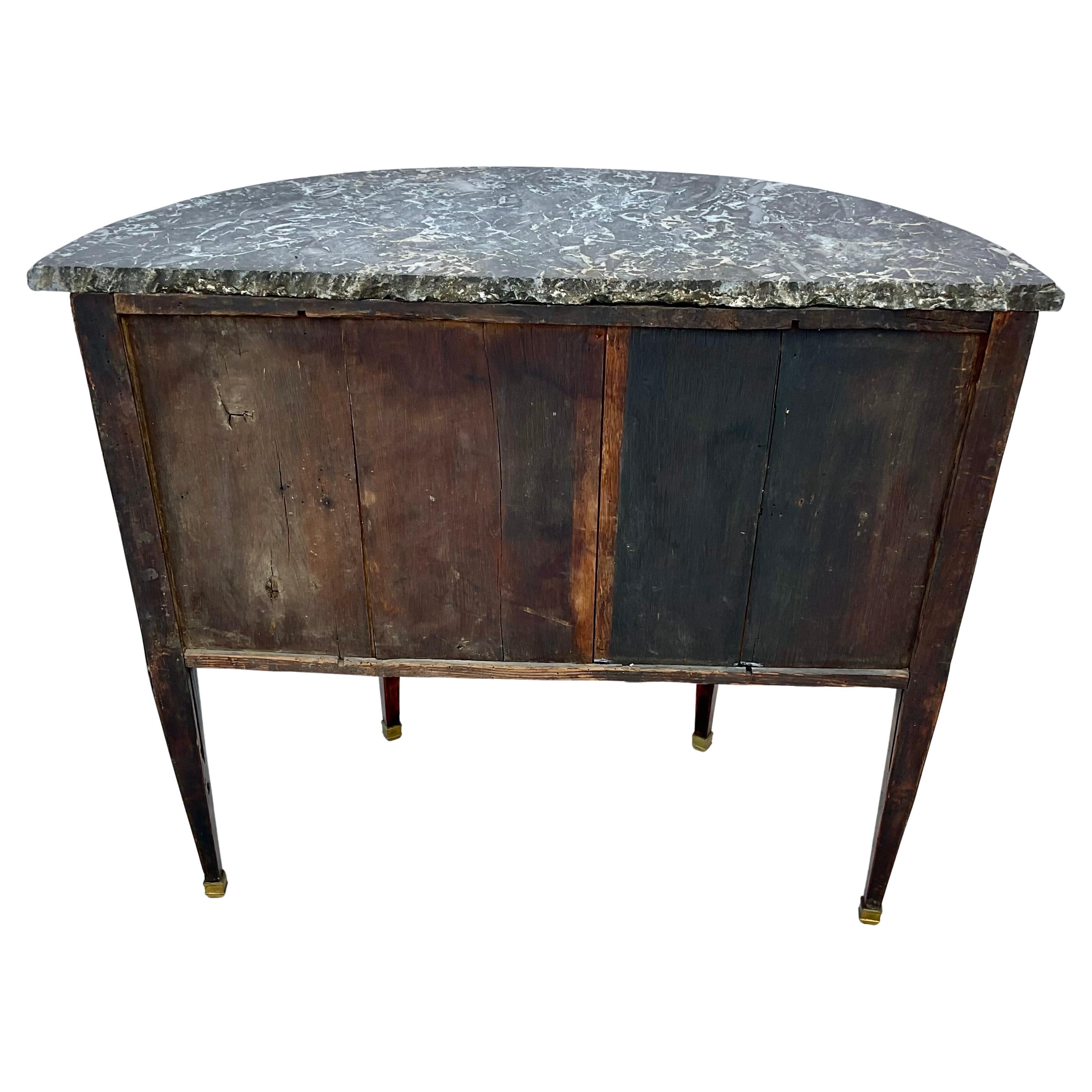 Louis XVI French Mahogany Demilune Commode 4