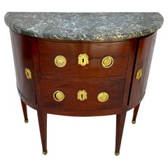Louis XVI French Mahogany Demilune Commode