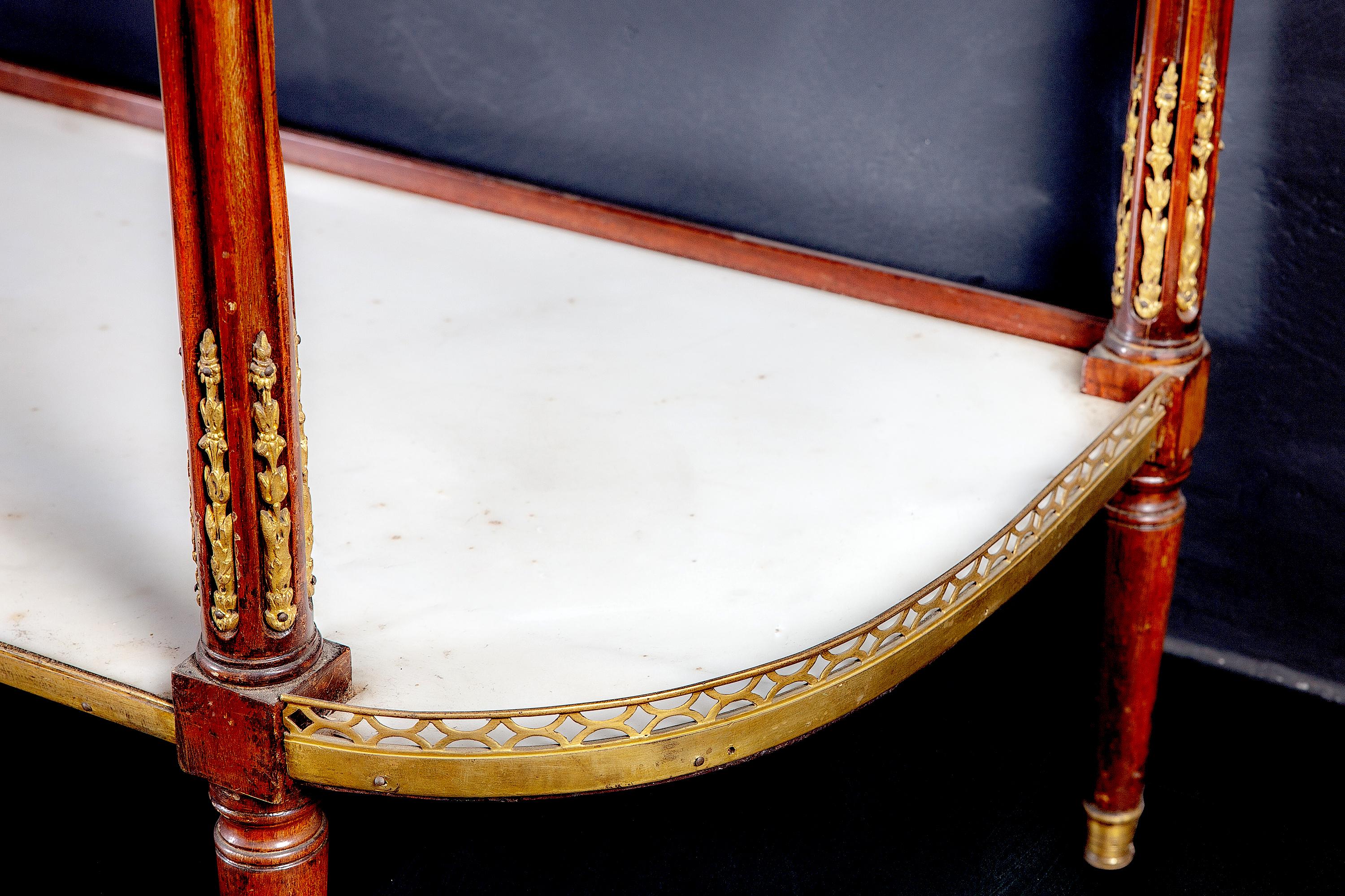 18th Century and Earlier Louis XVI French Mahogany Ormolu Mounted Dessert Console Table , 1780 For Sale