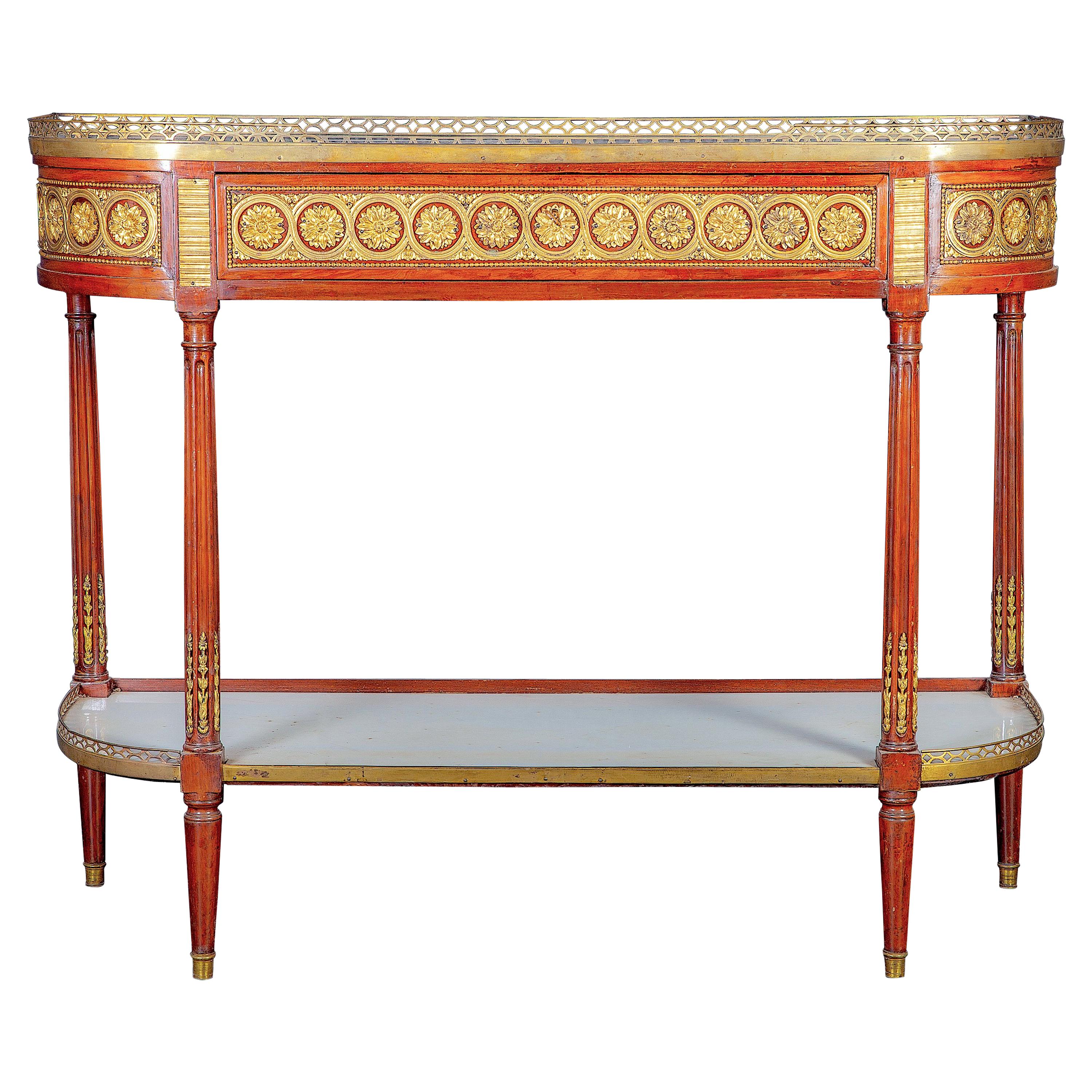 Louis XVI French Mahogany Ormolu Mounted Dessert Console Table , 1780 For Sale