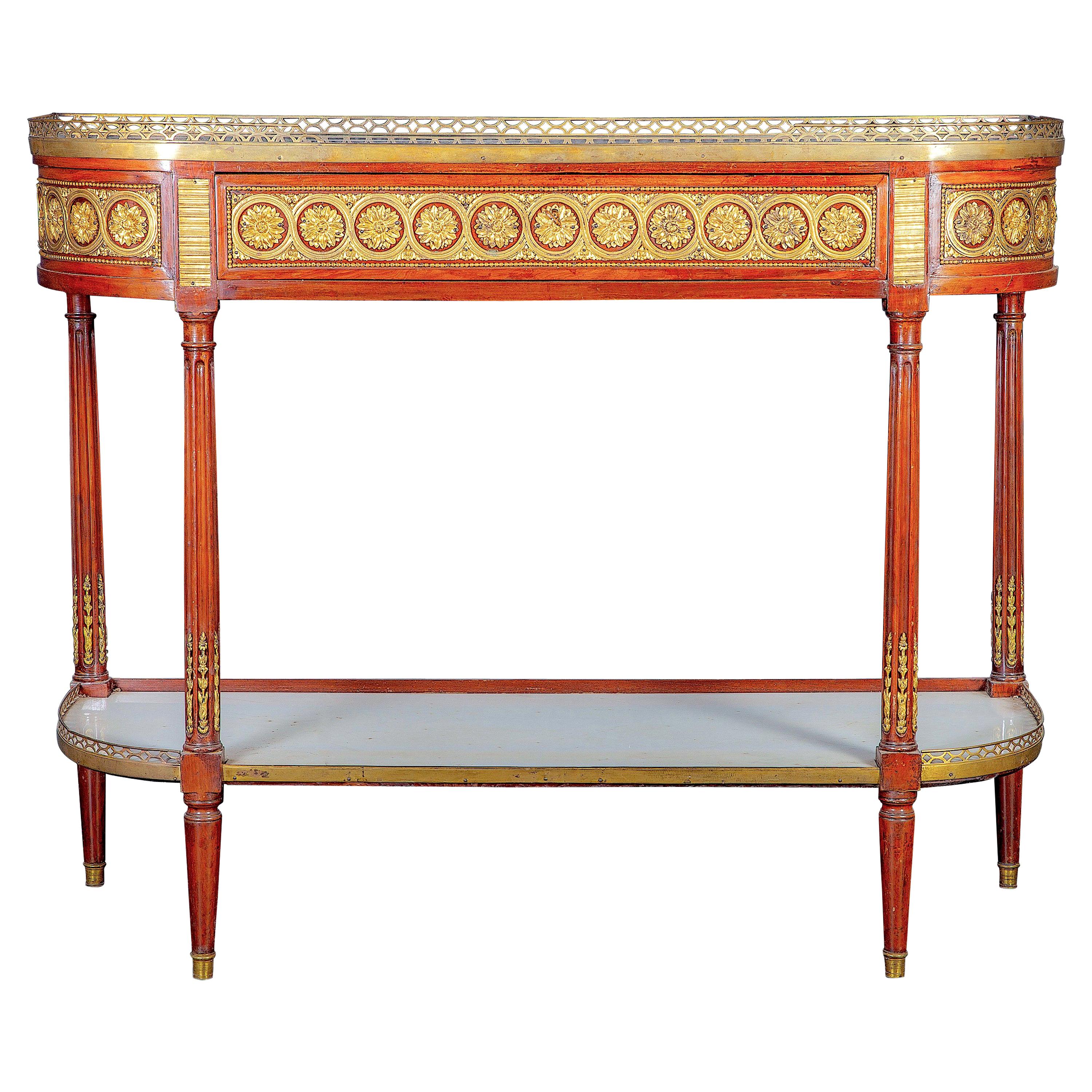 Louis XVI French Mahogany Ormolu Mounted Dessert Console Table, 1780 For Sale