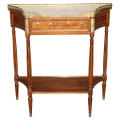Louis XVI French Marble Top Brass Mounted Two Tier Console Table