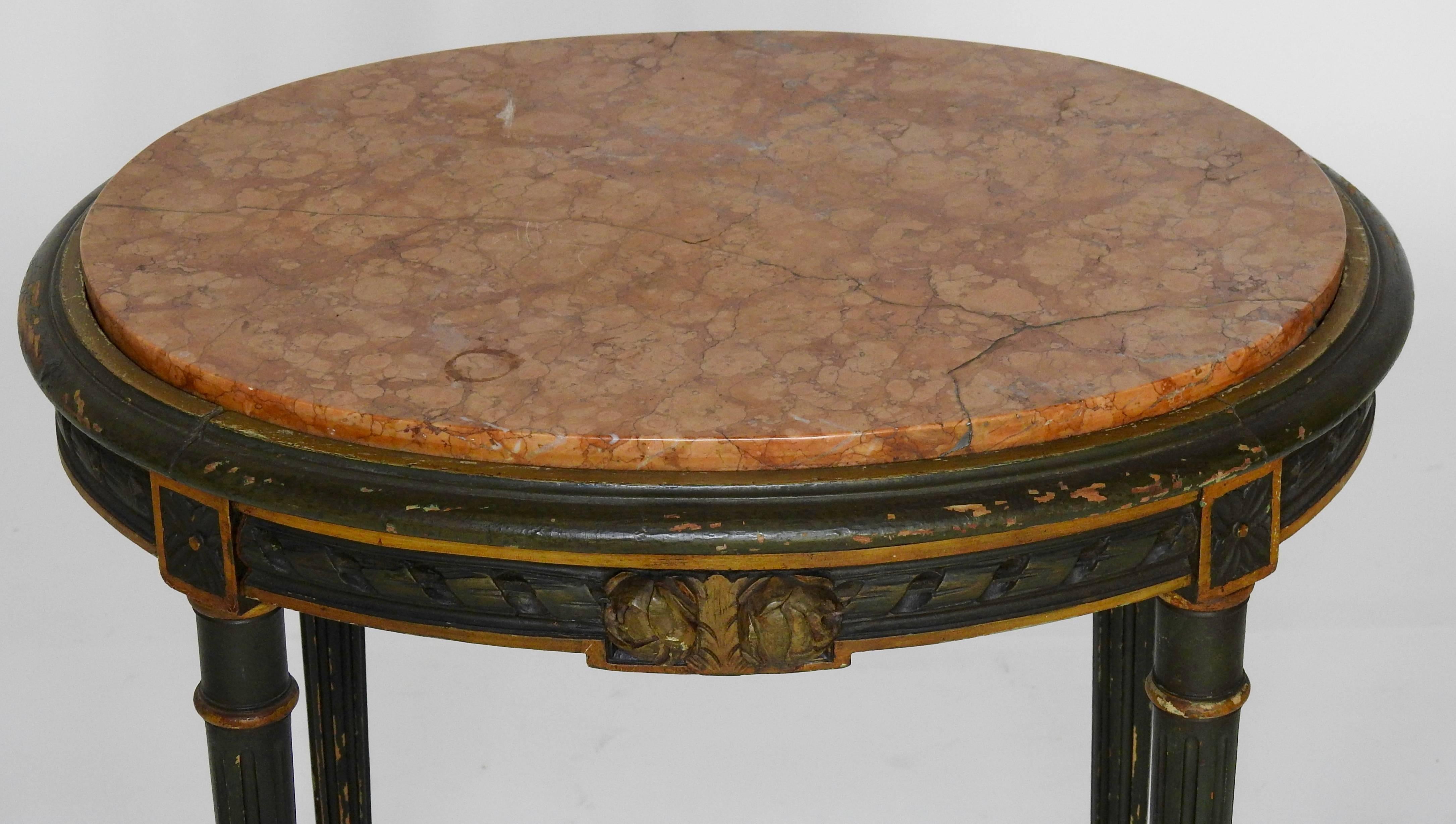 Polished Louis XVI French Oval Marble-Top Table For Sale