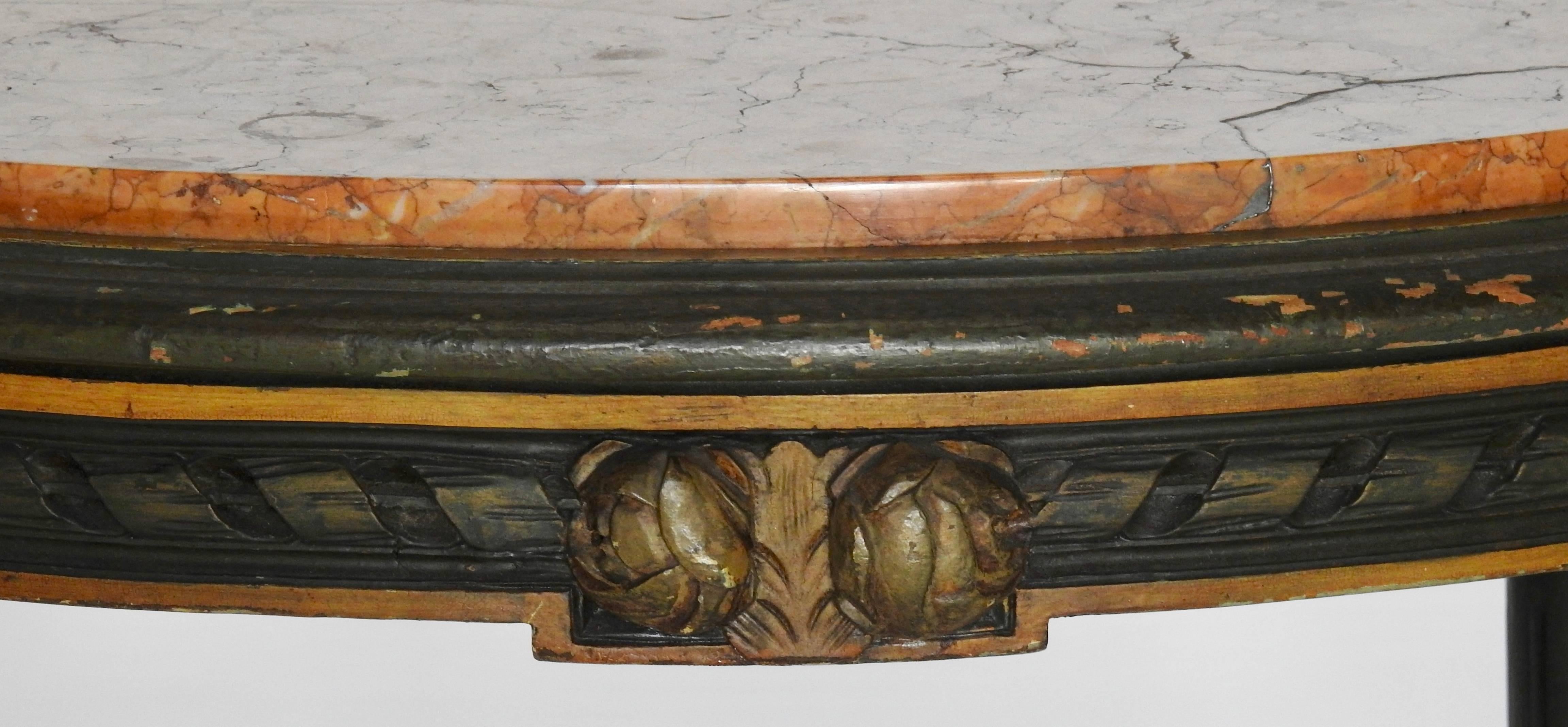 Louis XVI French Oval Marble-Top Table In Fair Condition For Sale In Cookeville, TN
