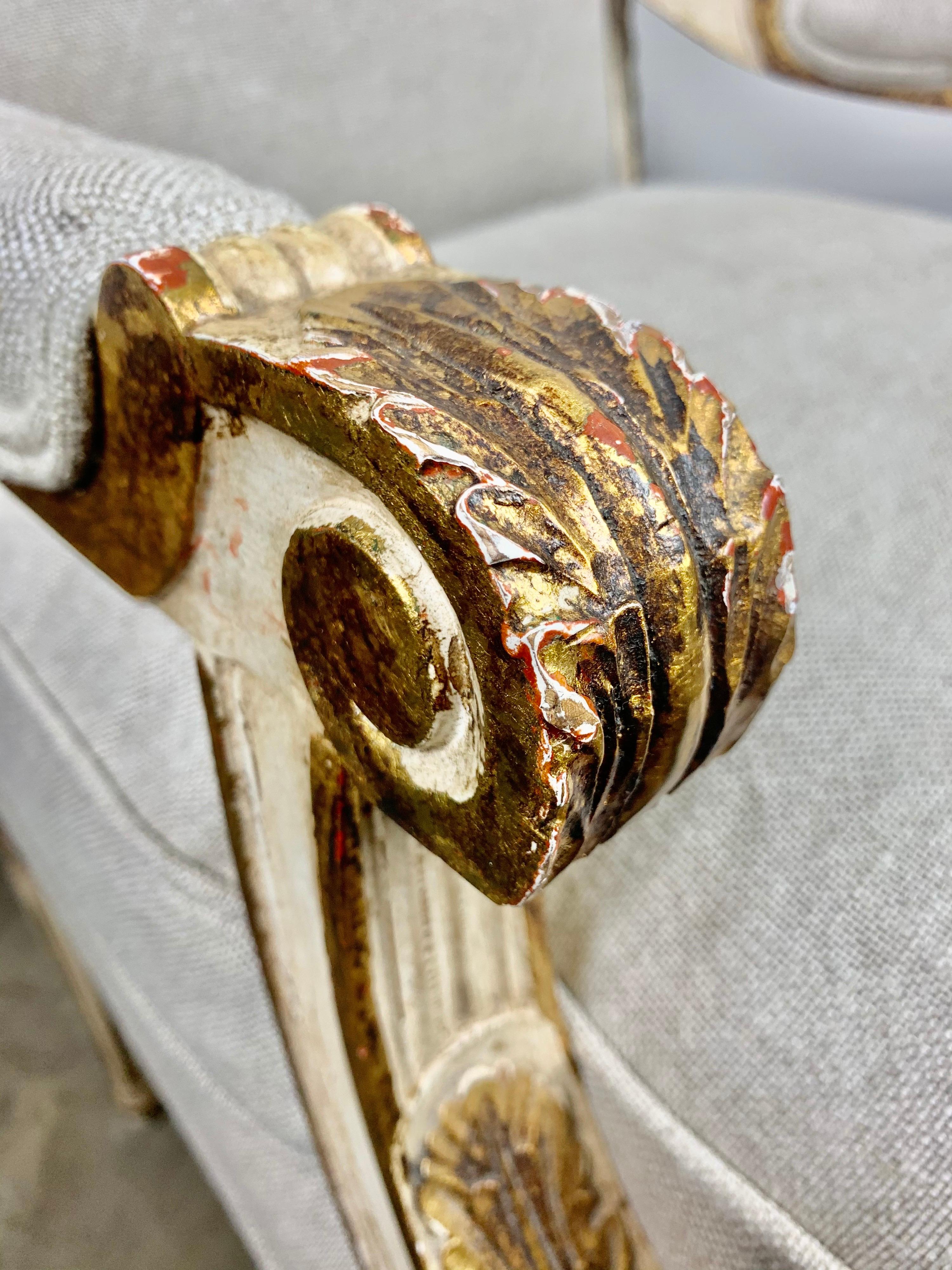 Louis XVI French Painted and Parcel-Gilt Armchairs, circa 1930s 4