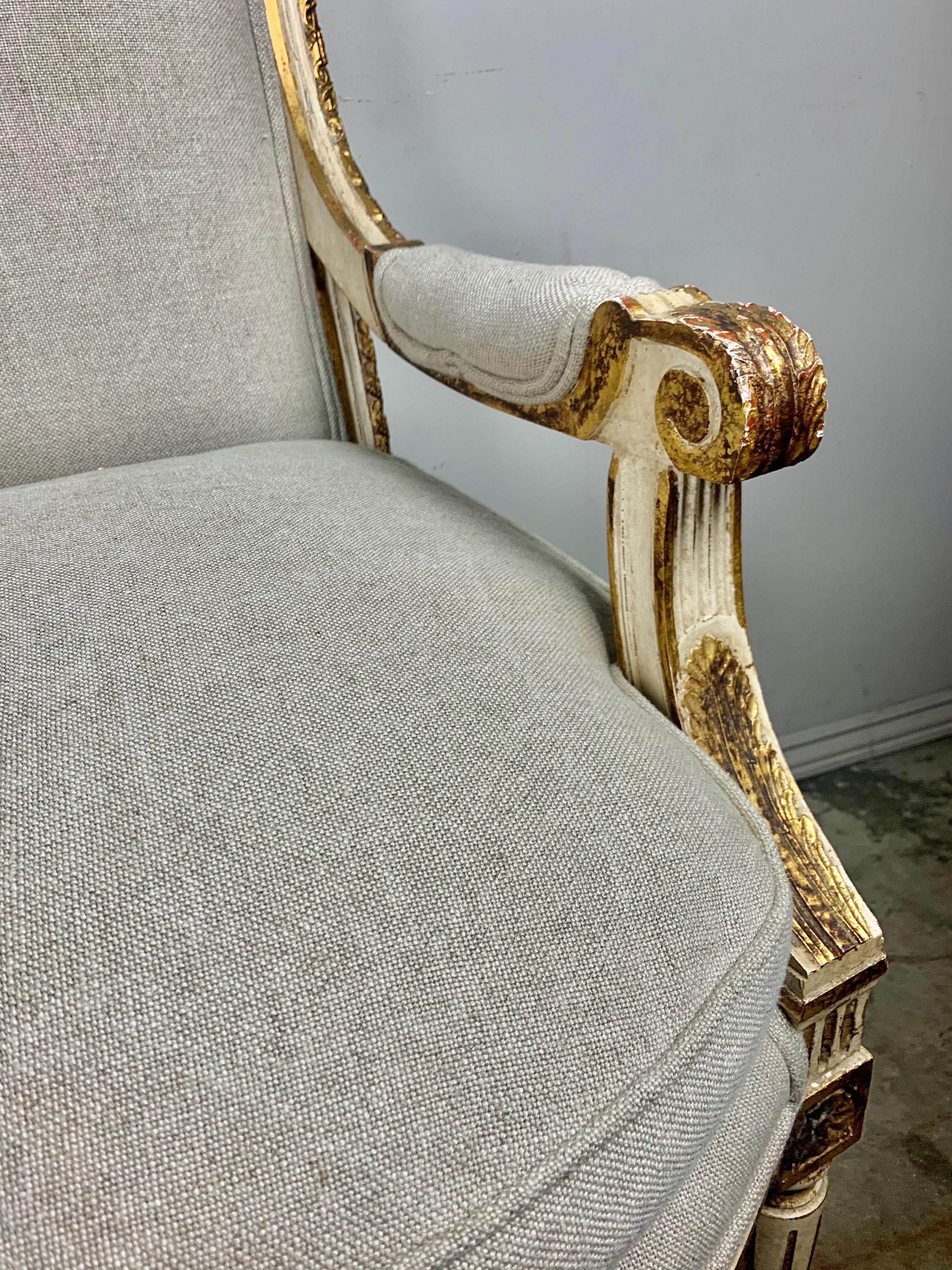 Mid-20th Century Louis XVI French Painted and Parcel-Gilt Armchairs, circa 1930s