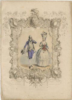 Louis XVI French Rococo Court Costume Lithograph, 1775 – Published 1847