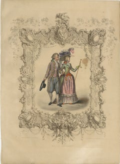 Louis XVI French Rococo Court Costume Lithograph, 1778 – Published 1847