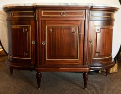 Louis XVI French Sideboard / Server, Marble Top Demilune