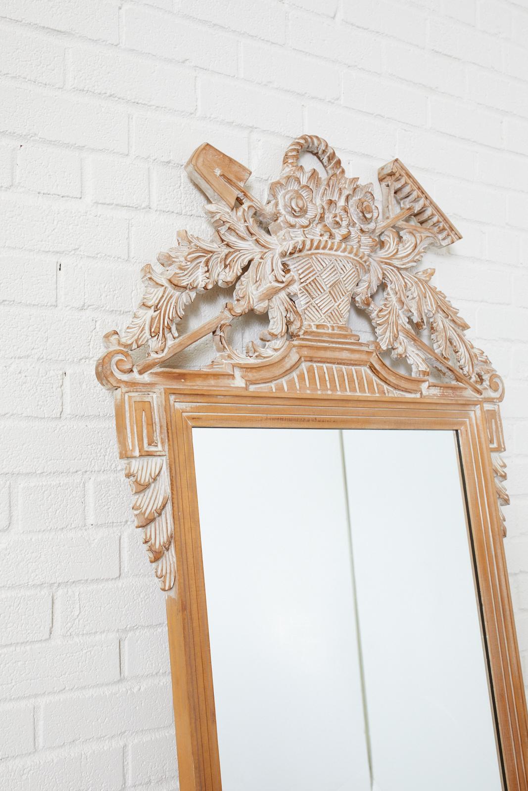 Hand-Carved Louis XVI French Style Carved Wall Mirror