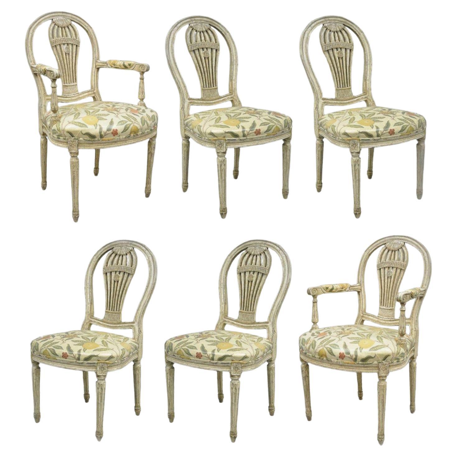 Louis XVI French Style Hot Air Balloon Back Montgolfier Dining Chair Set of 6 For Sale