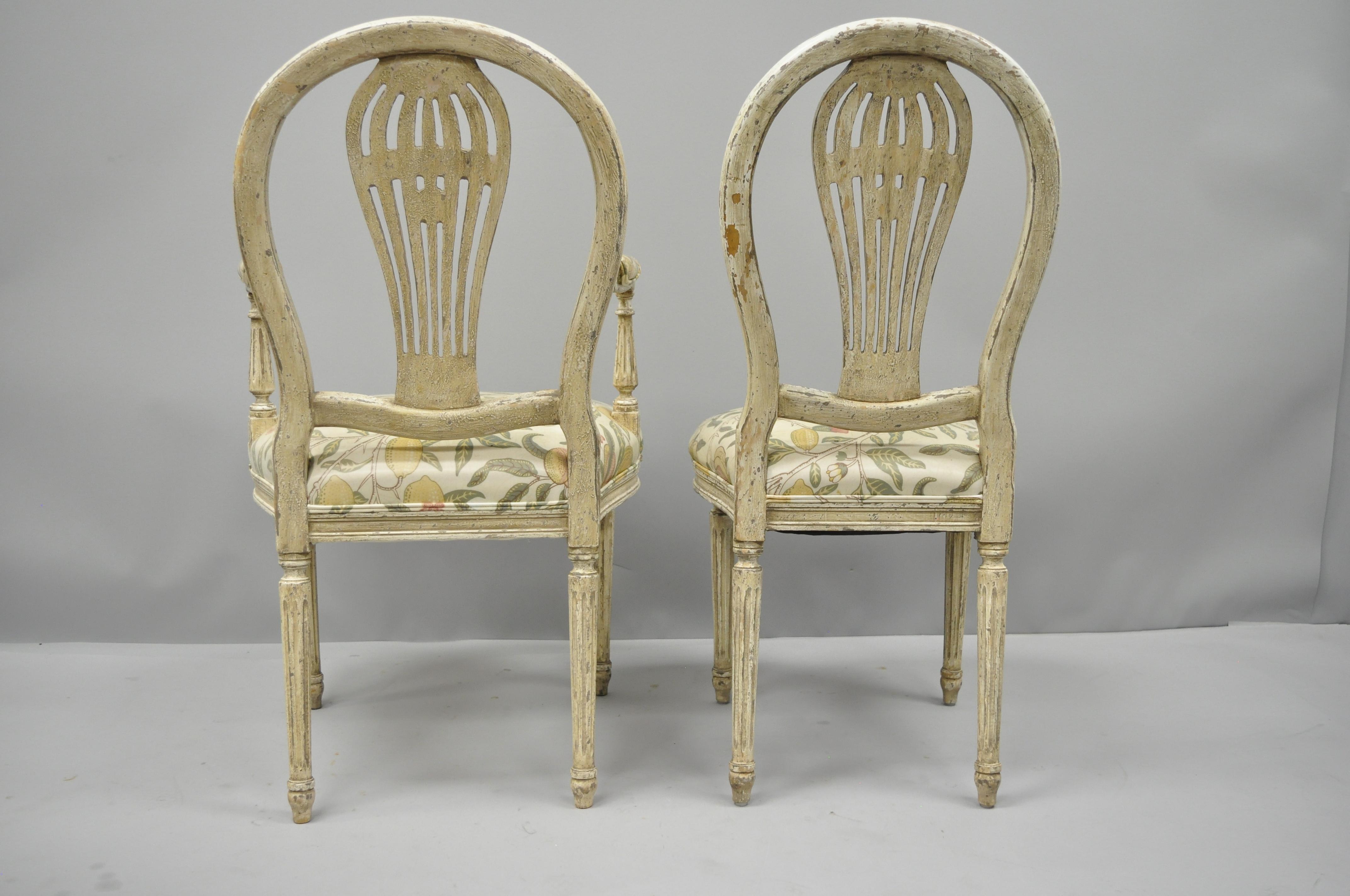 Wood Louis XVI French Style Hot Air Balloon Back Montgolfier Dining Chair, Set of Six