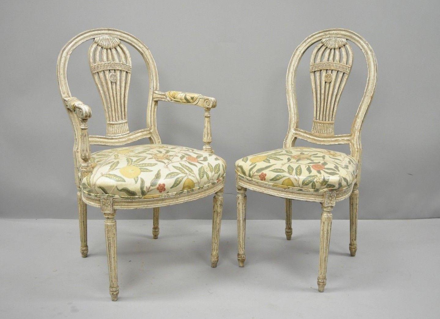 Louis XVI French Style Hot Air Balloon Back Montgolfier Dining Chair, Set of Six 6