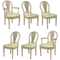 Vintage Louis XVI French Style Hot Air Balloon Back Montgolfier Dining Chair, Set of Six