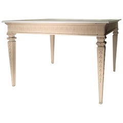 France French Provincial Style White Lacquered Wooden Dining Table