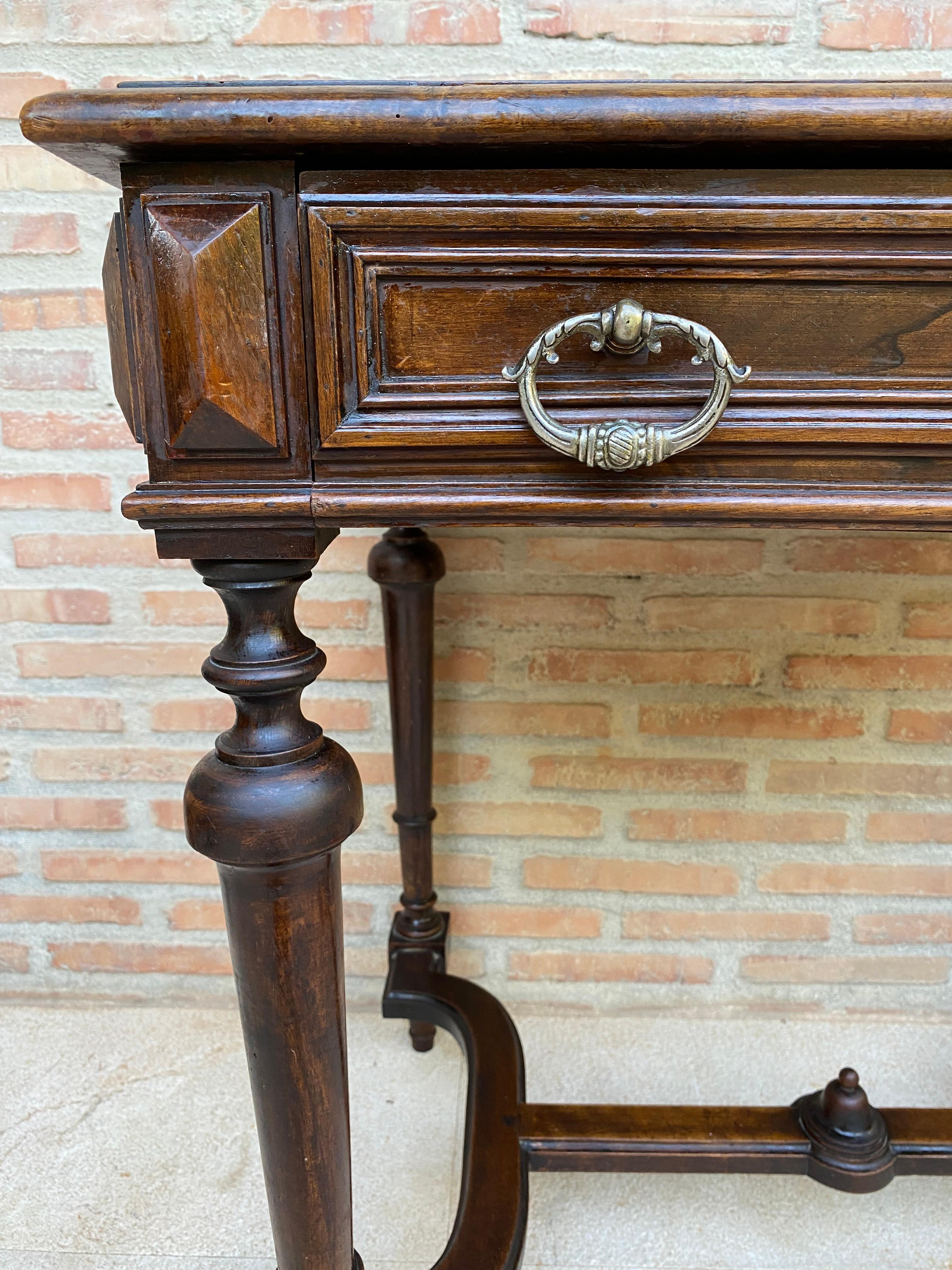 Louis XVI French Walnut Side Table with drawer, 1920s For Sale 7
