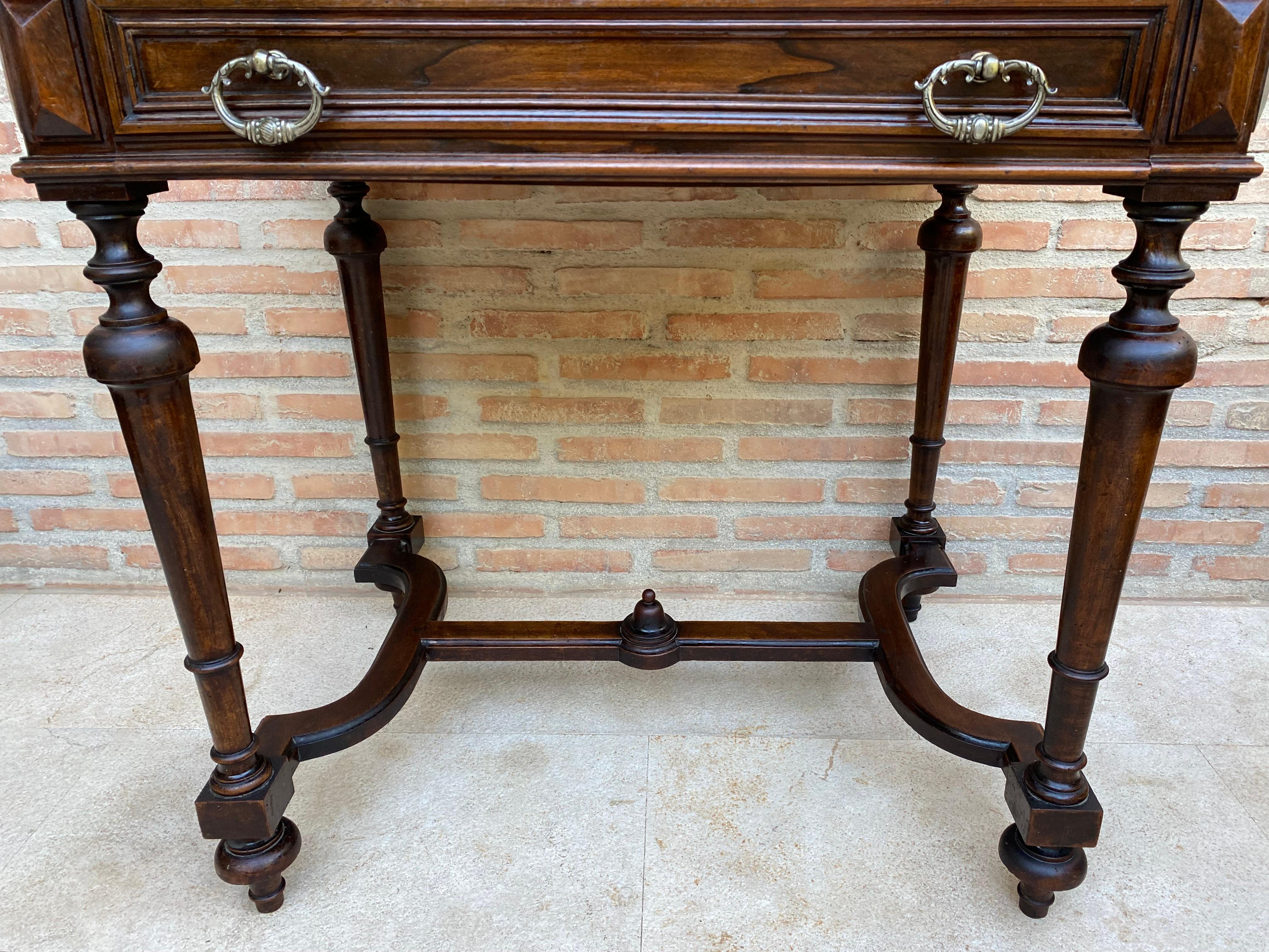 Louis XVI French Walnut Side Table with drawer, 1920s For Sale 8