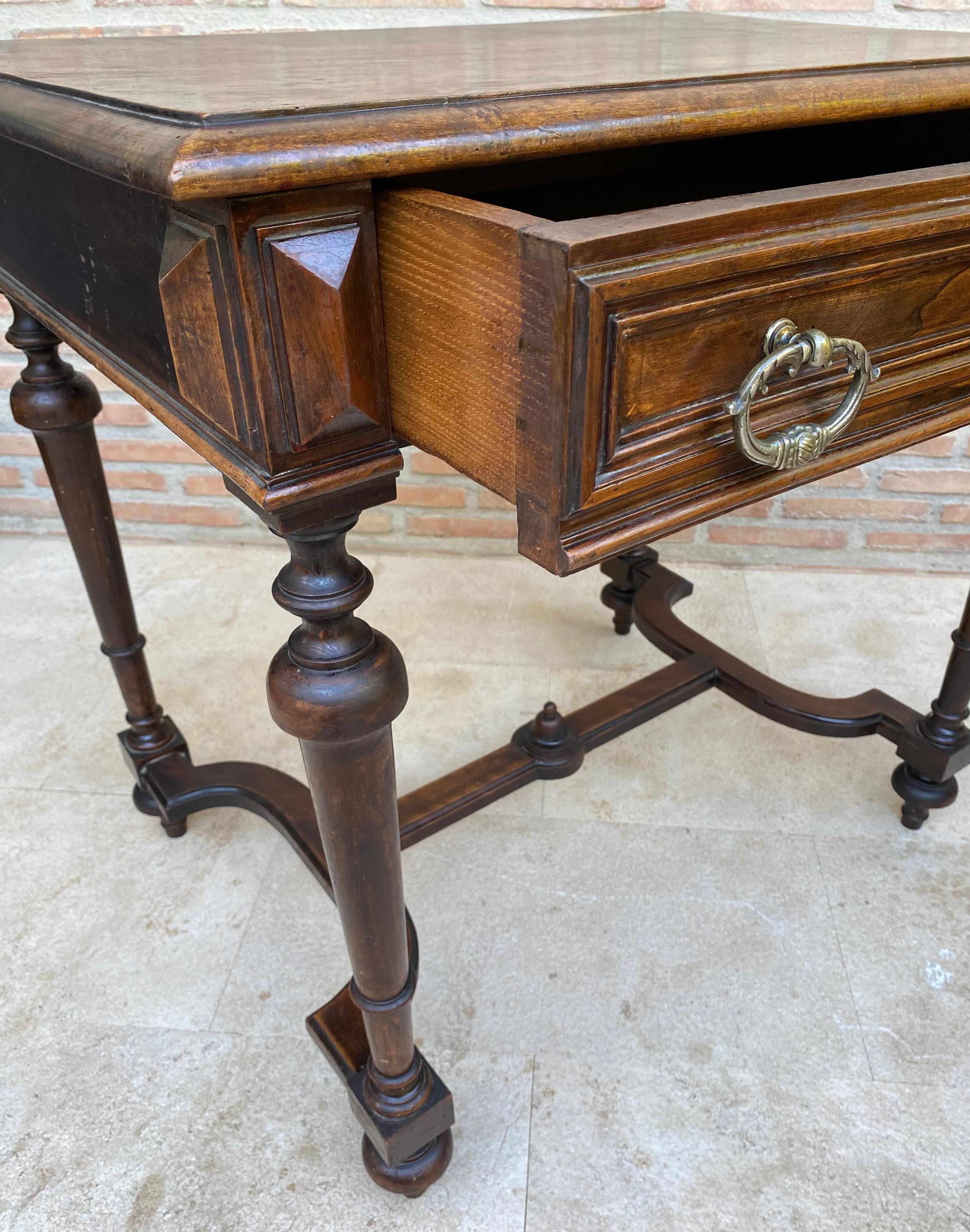 Louis XVI French Walnut Side Table with drawer, 1920s For Sale 9