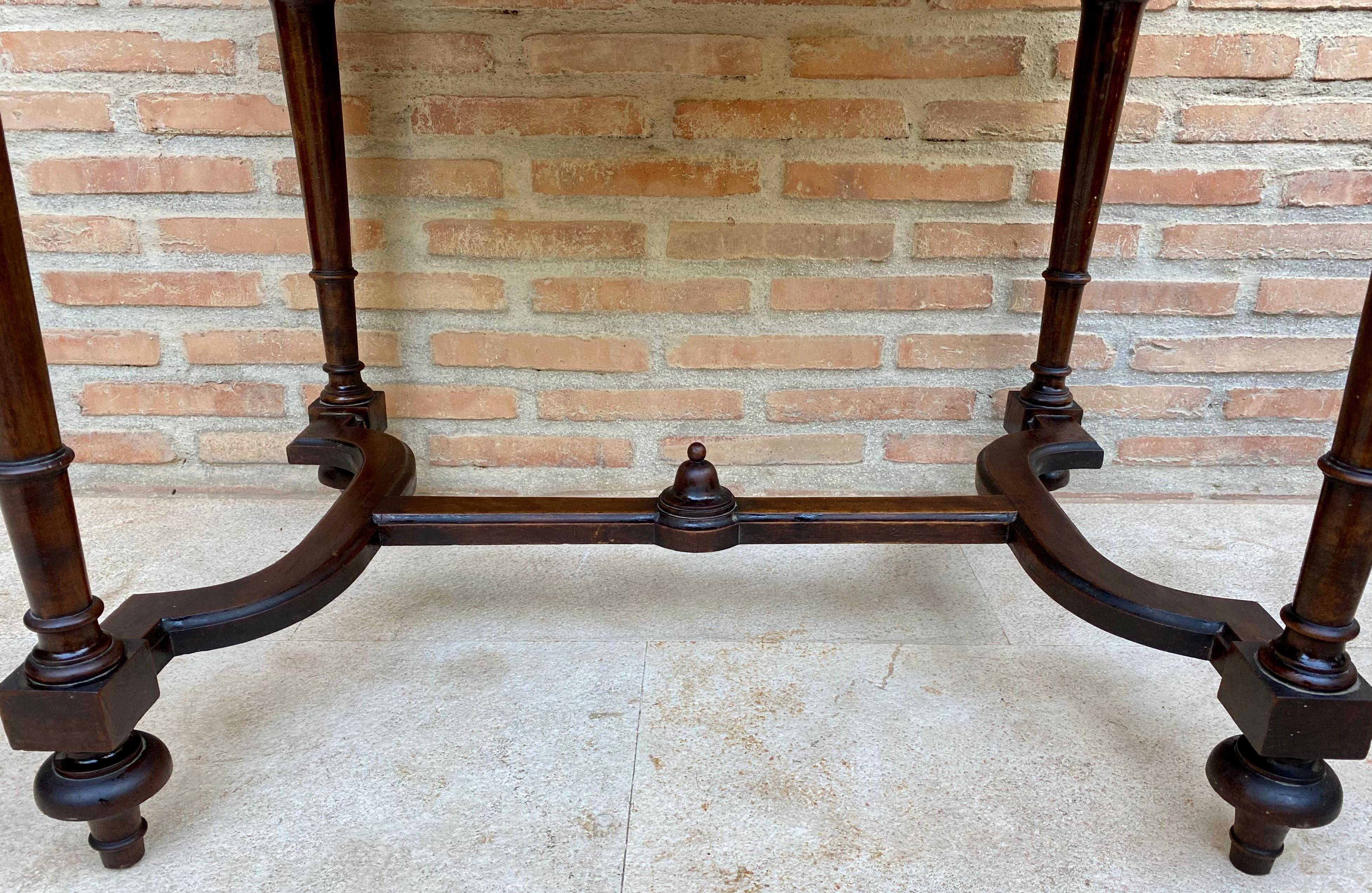Louis XVI French Walnut Side Table with drawer, 1920s For Sale 11