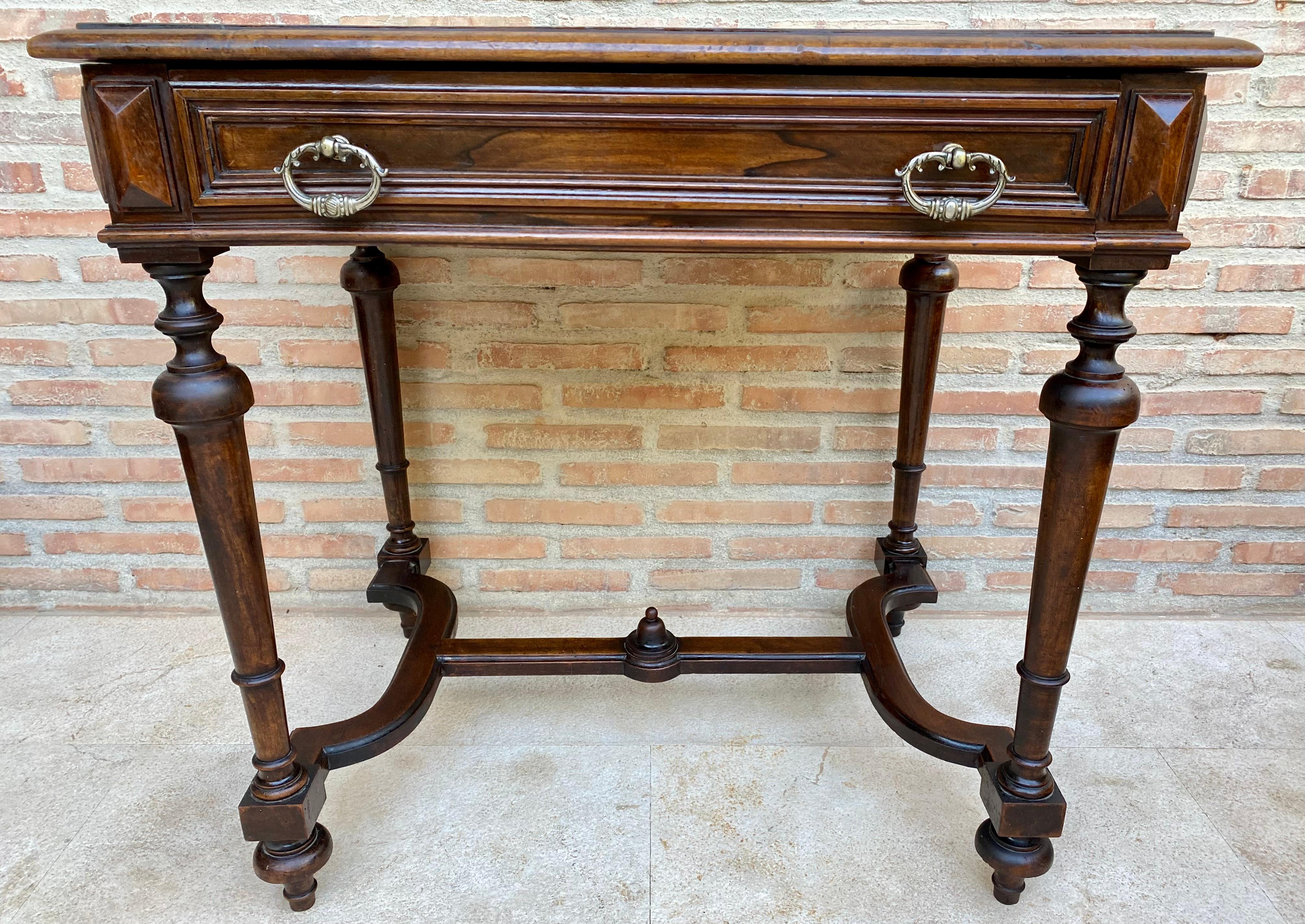 French Provincial Louis XVI French Walnut Side Table with drawer, 1920s For Sale