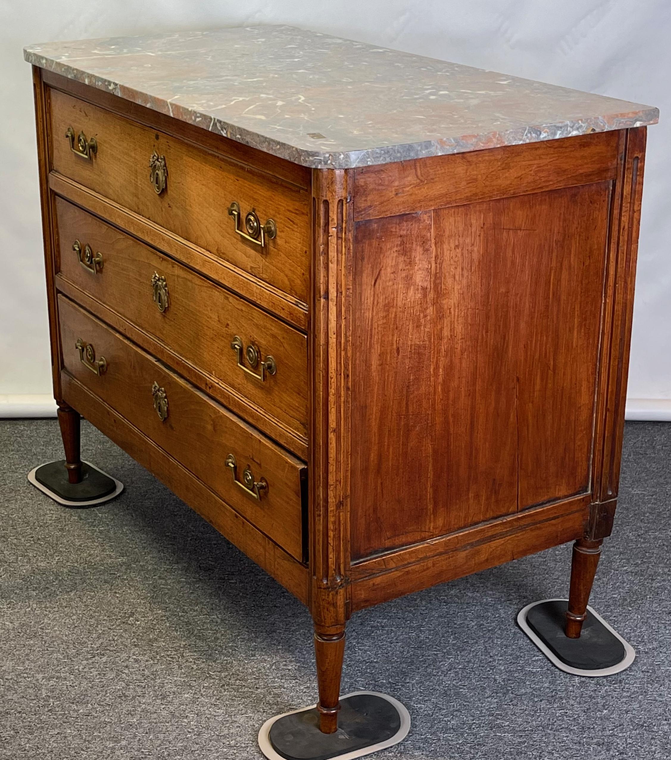 Louis XVI Fruitwood and Marble Top Commode For Sale 4