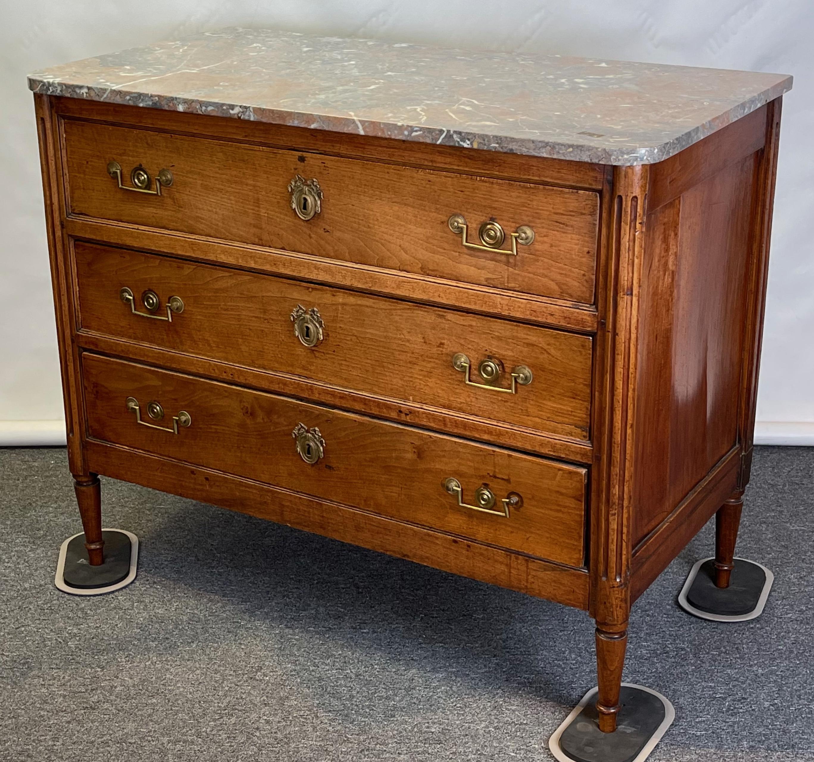Louis XVI Fruitwood and Marble Top Commode For Sale 1