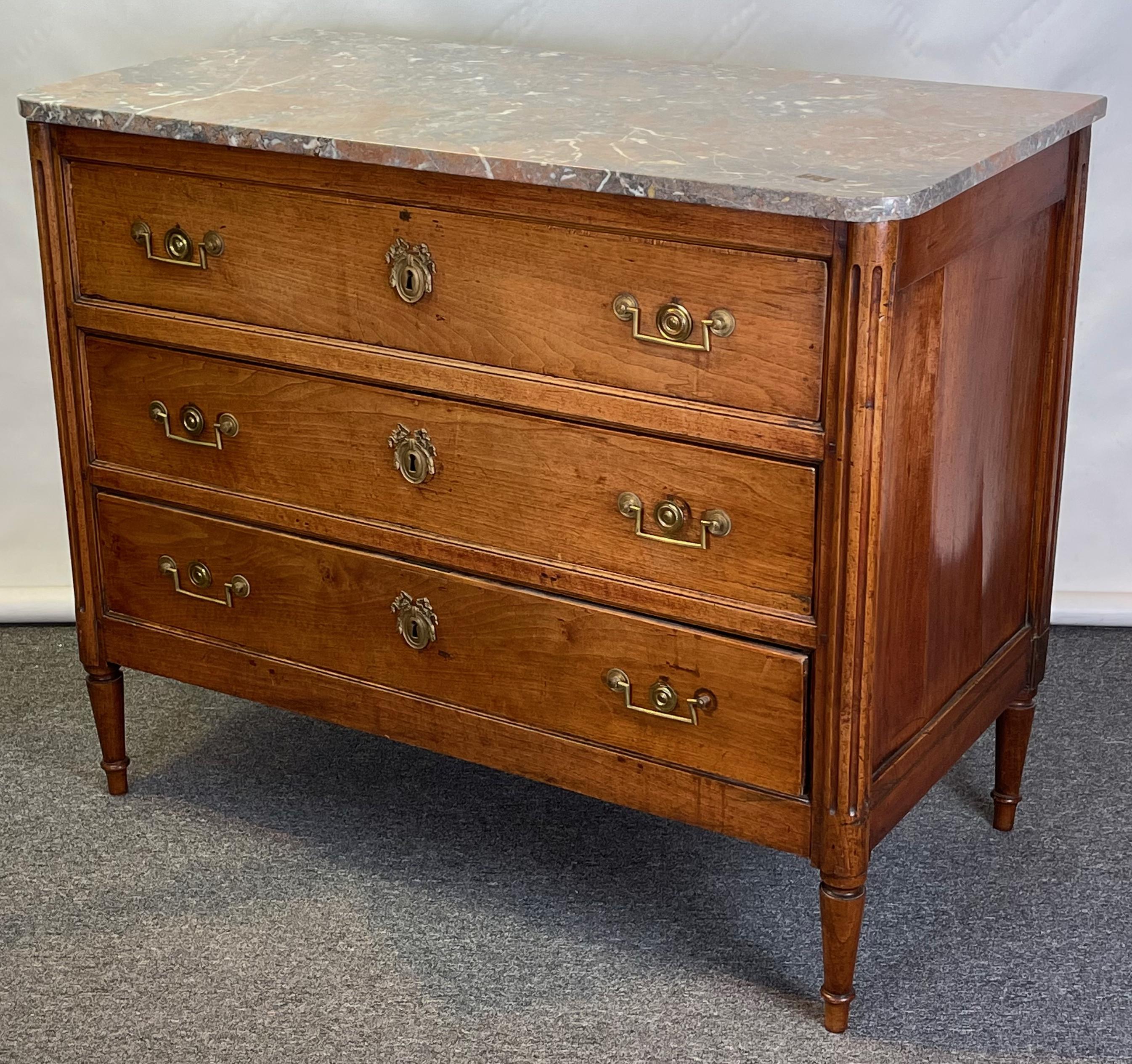 Louis XVI Fruitwood and Marble Top Commode For Sale 2