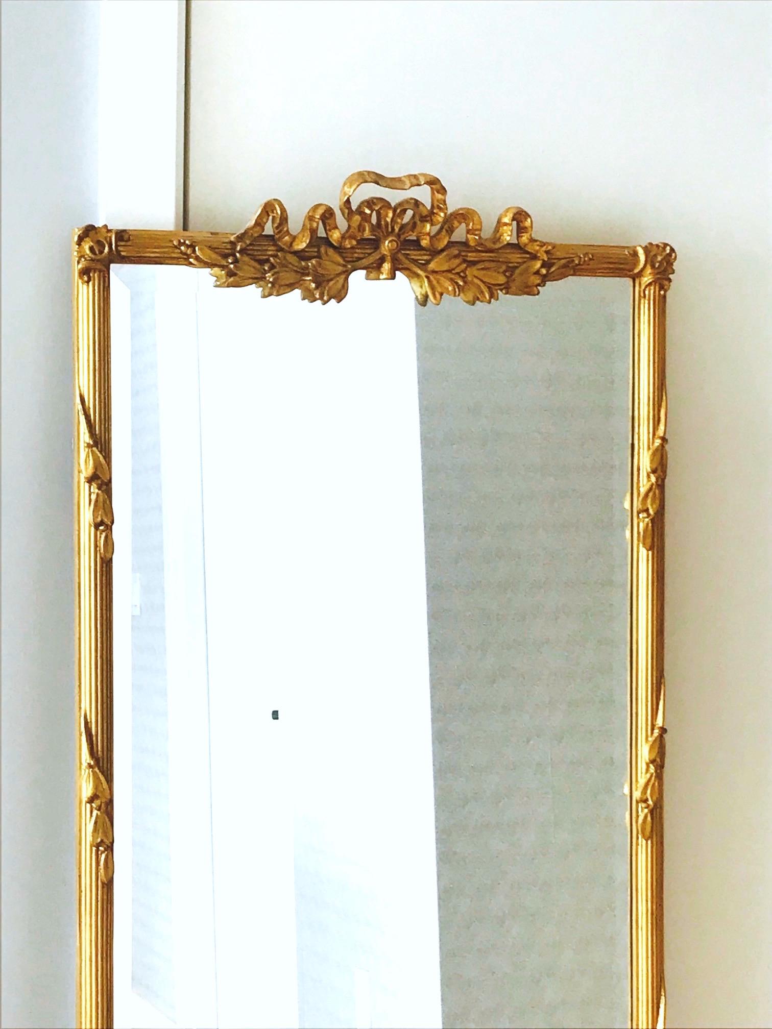 Louis XVI Gilded and Hand Carved Pier Mirror, France, 1940s 3