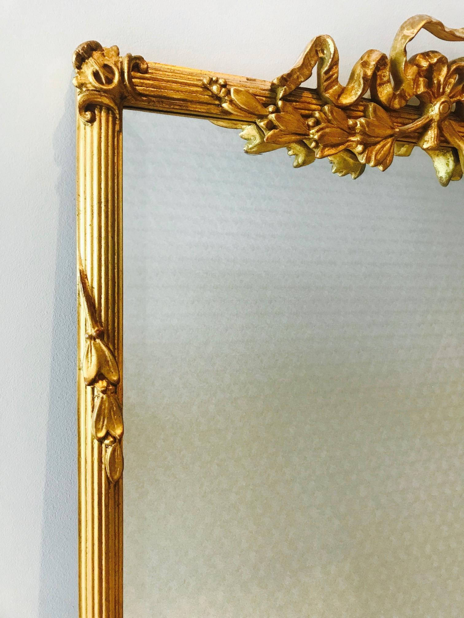 Louis XVI Gilded and Hand Carved Pier Mirror, France, 1940s In Excellent Condition In Fort Lauderdale, FL