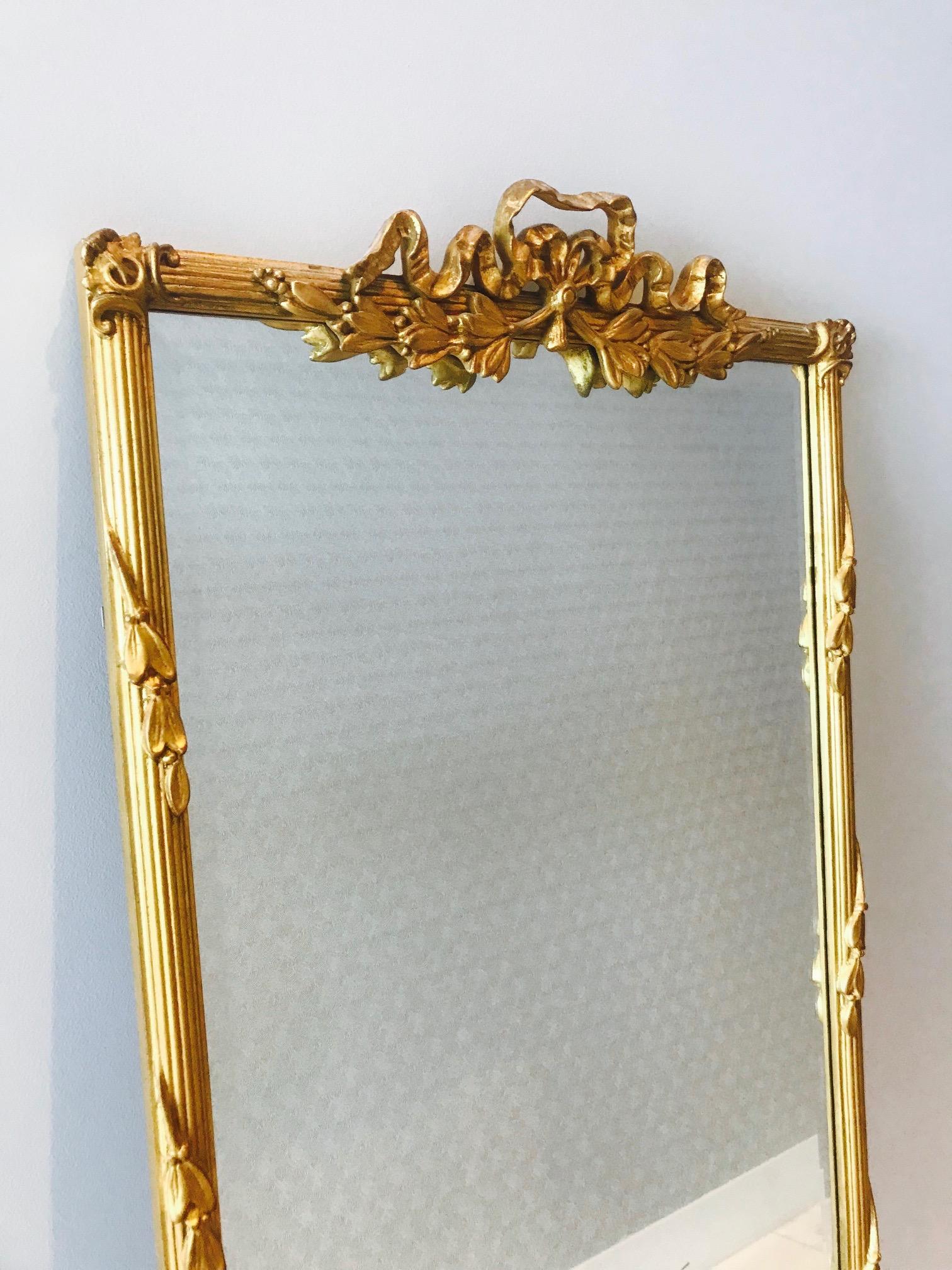 Louis XVI Gilded and Hand Carved Pier Mirror, France, 1940s 1