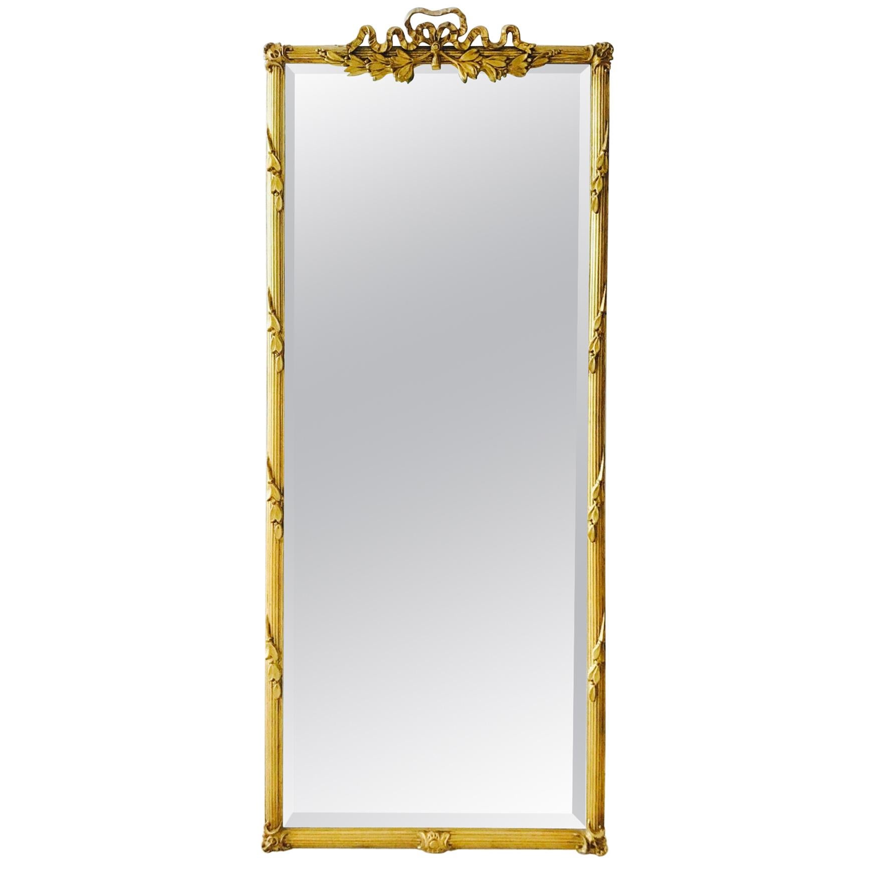 Louis XVI Gilded and Hand Carved Pier Mirror, France, 1940s