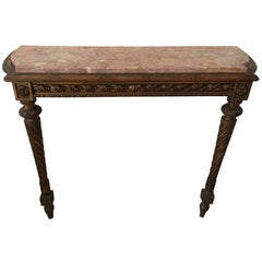 Louis XVI Gilded Console with a Marble Top, 19th Century