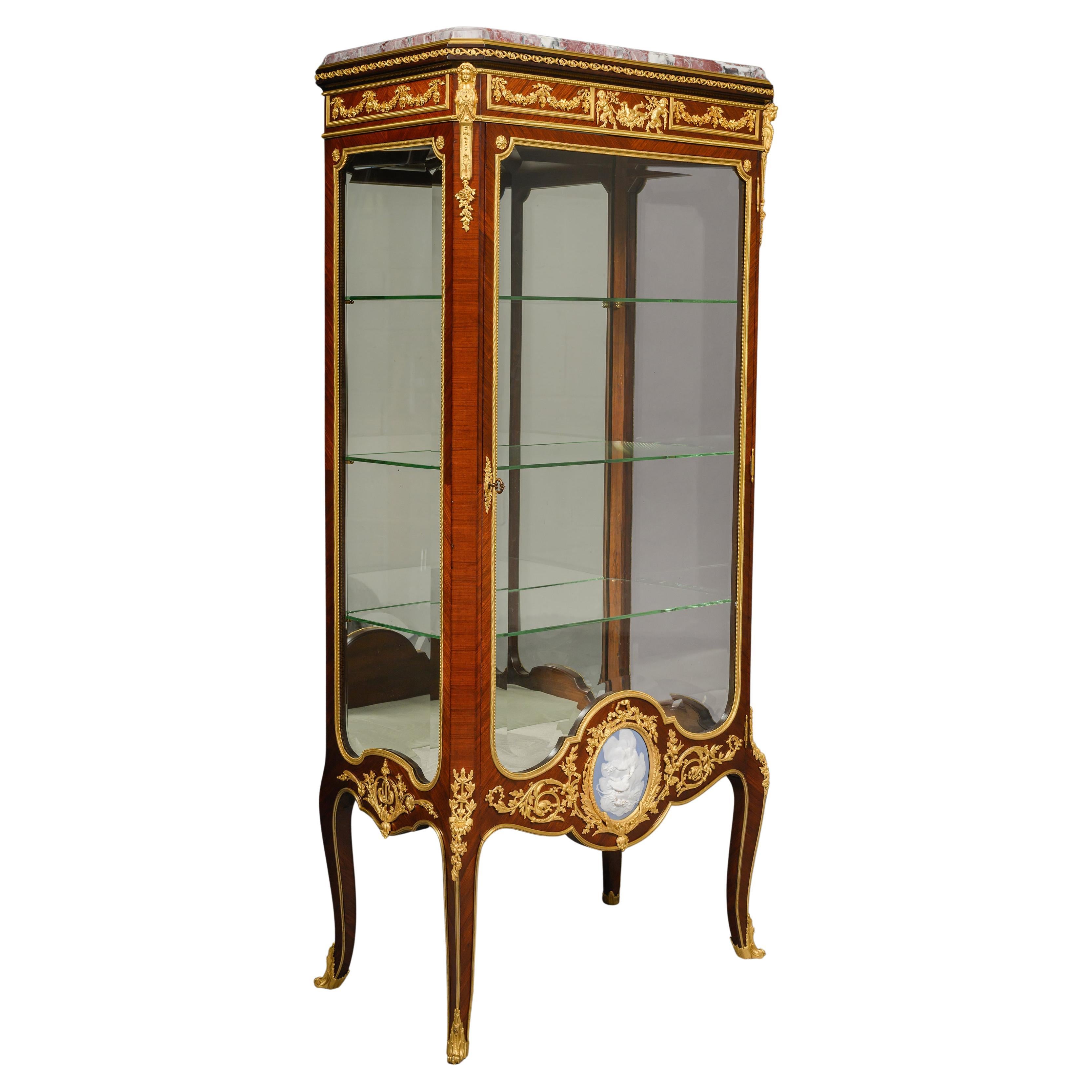 Louis XVI Gilt-Bronze and Jasperware Vitrine by François Linke, Paris For Sale