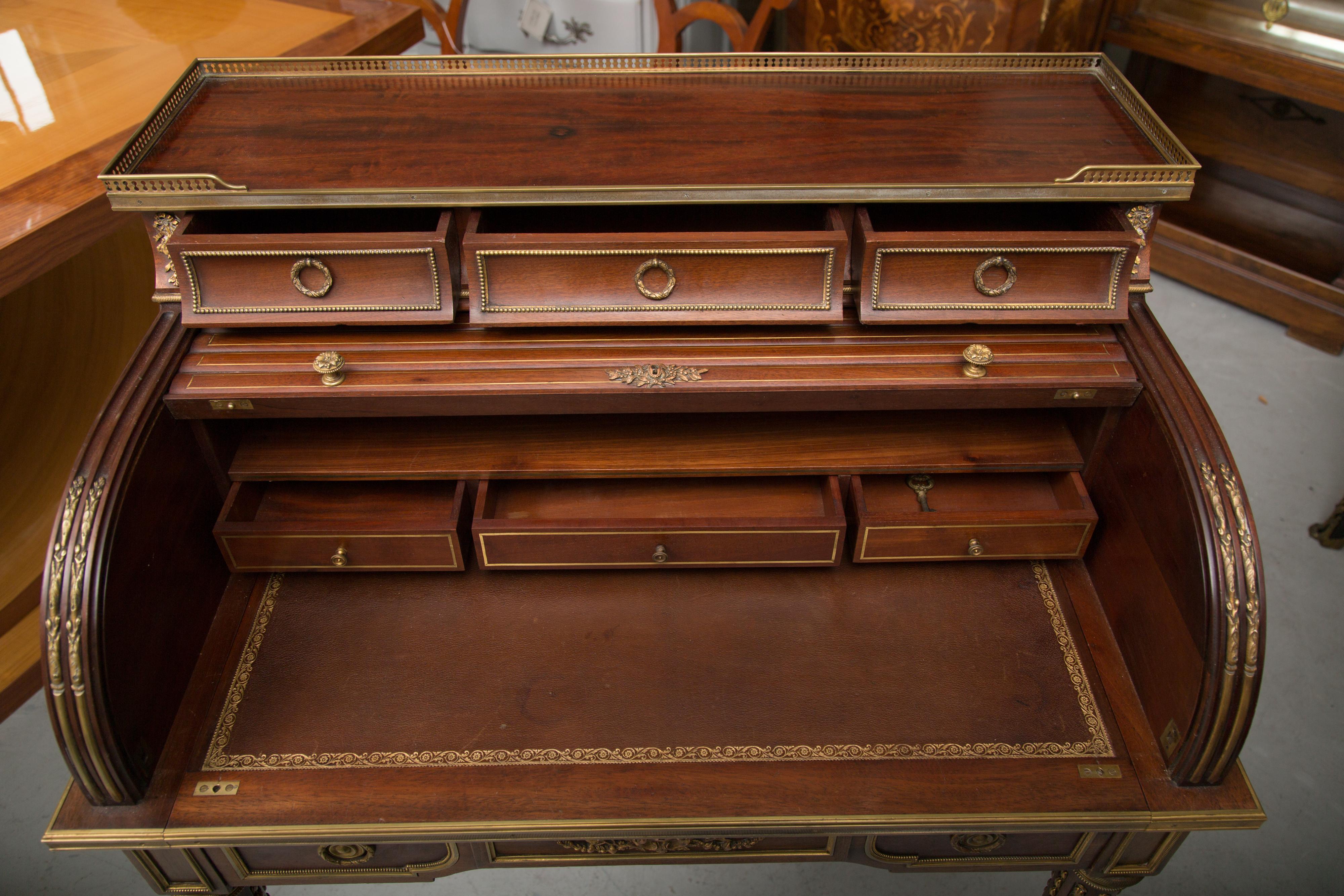 Louis XVI Gilt Bronze and Mahogany Bureau a Cylinder 9