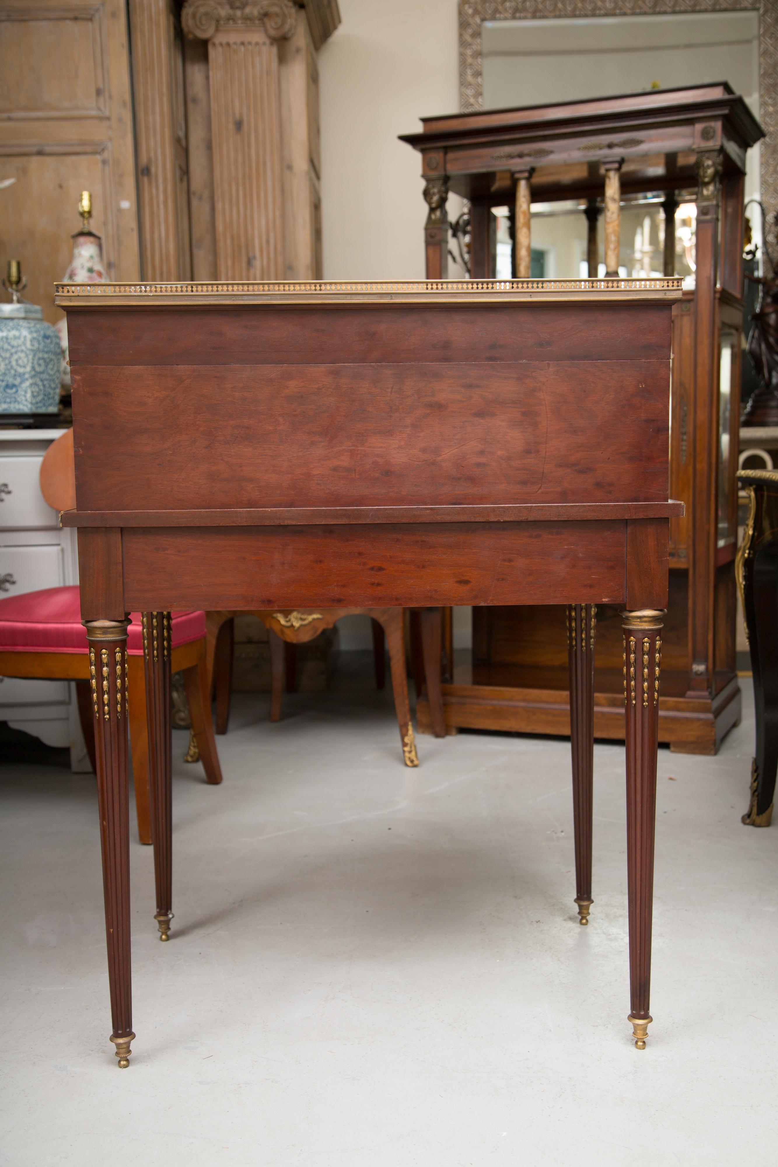 Hand-Crafted Louis XVI Gilt Bronze and Mahogany Bureau a Cylinder