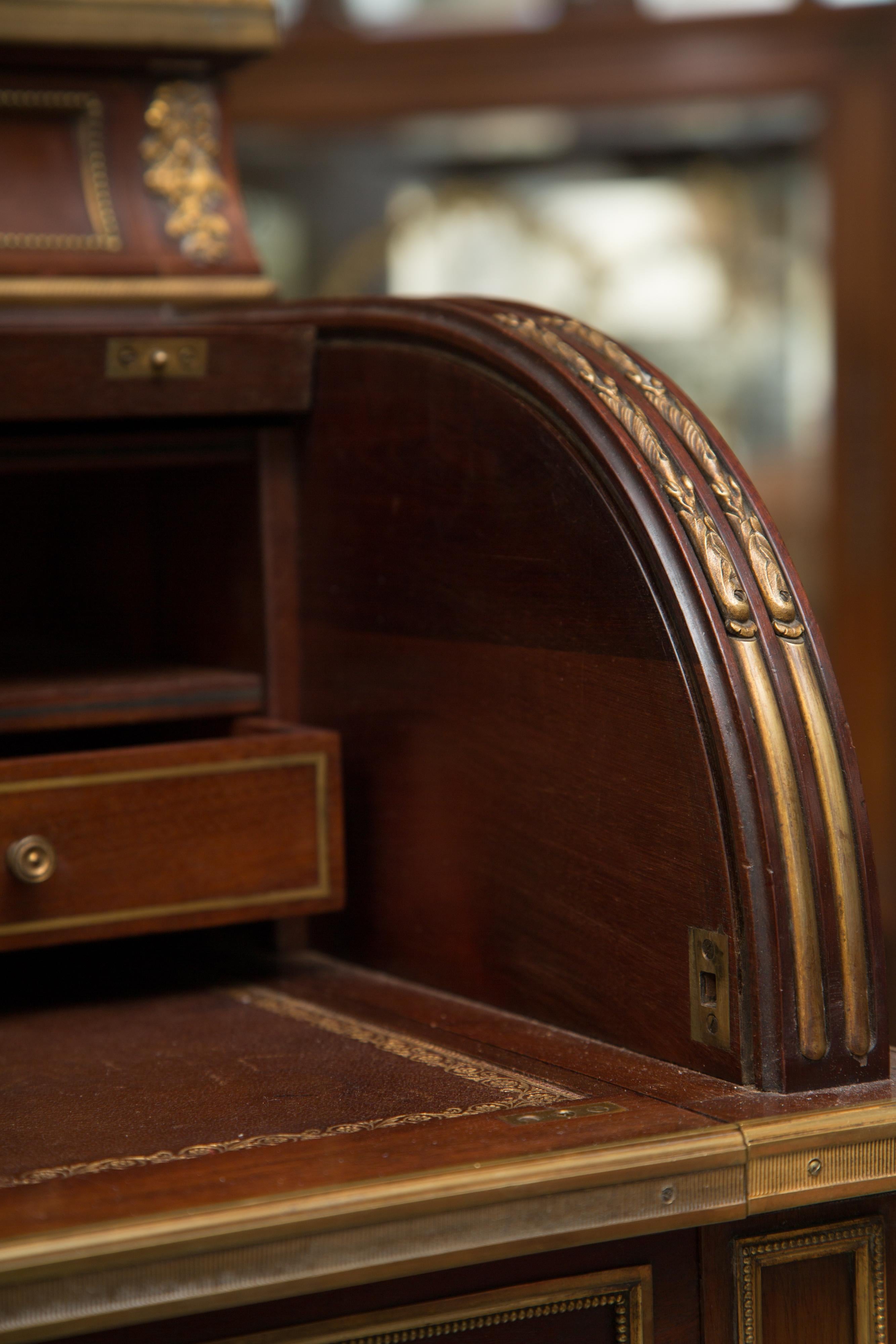 Louis XVI Gilt Bronze and Mahogany Bureau a Cylinder 3