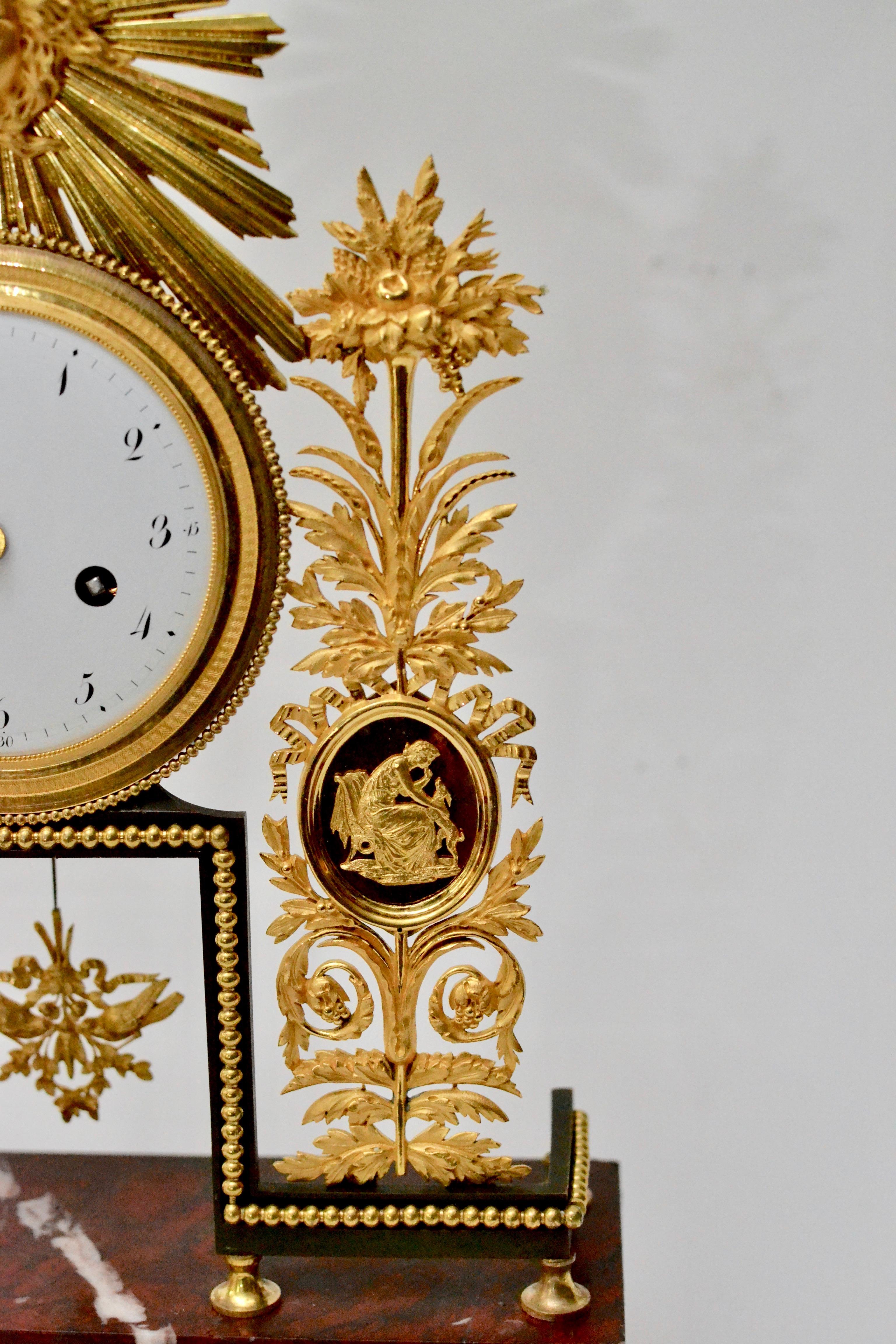 Louis XVI Gilt Bronze and Marble Mantel Clock, 18th Century In Good Condition In Stockholm, SE