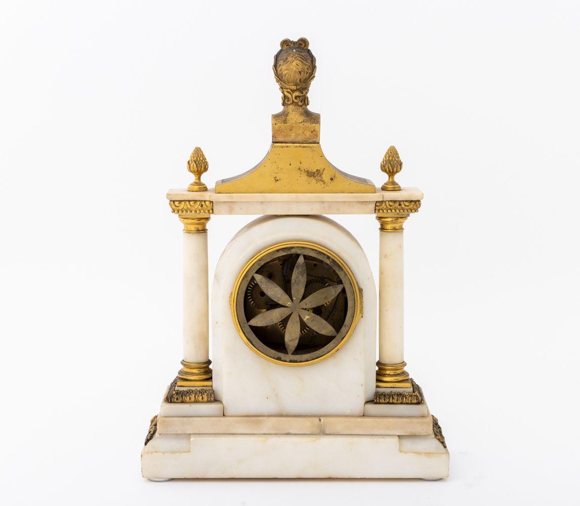 Louis XVI Gilt Bronze and Marble Mantel Clock For Sale 5