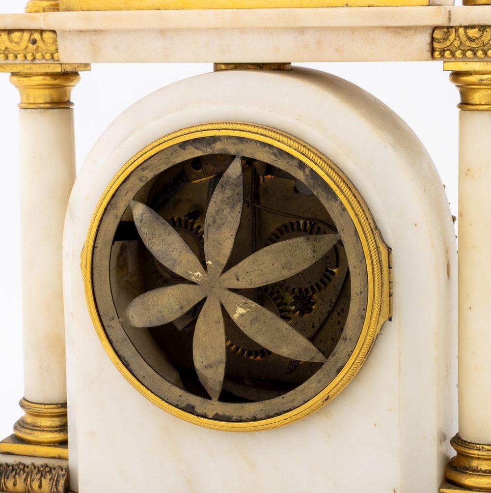 Louis XVI Gilt Bronze and Marble Mantel Clock For Sale 6