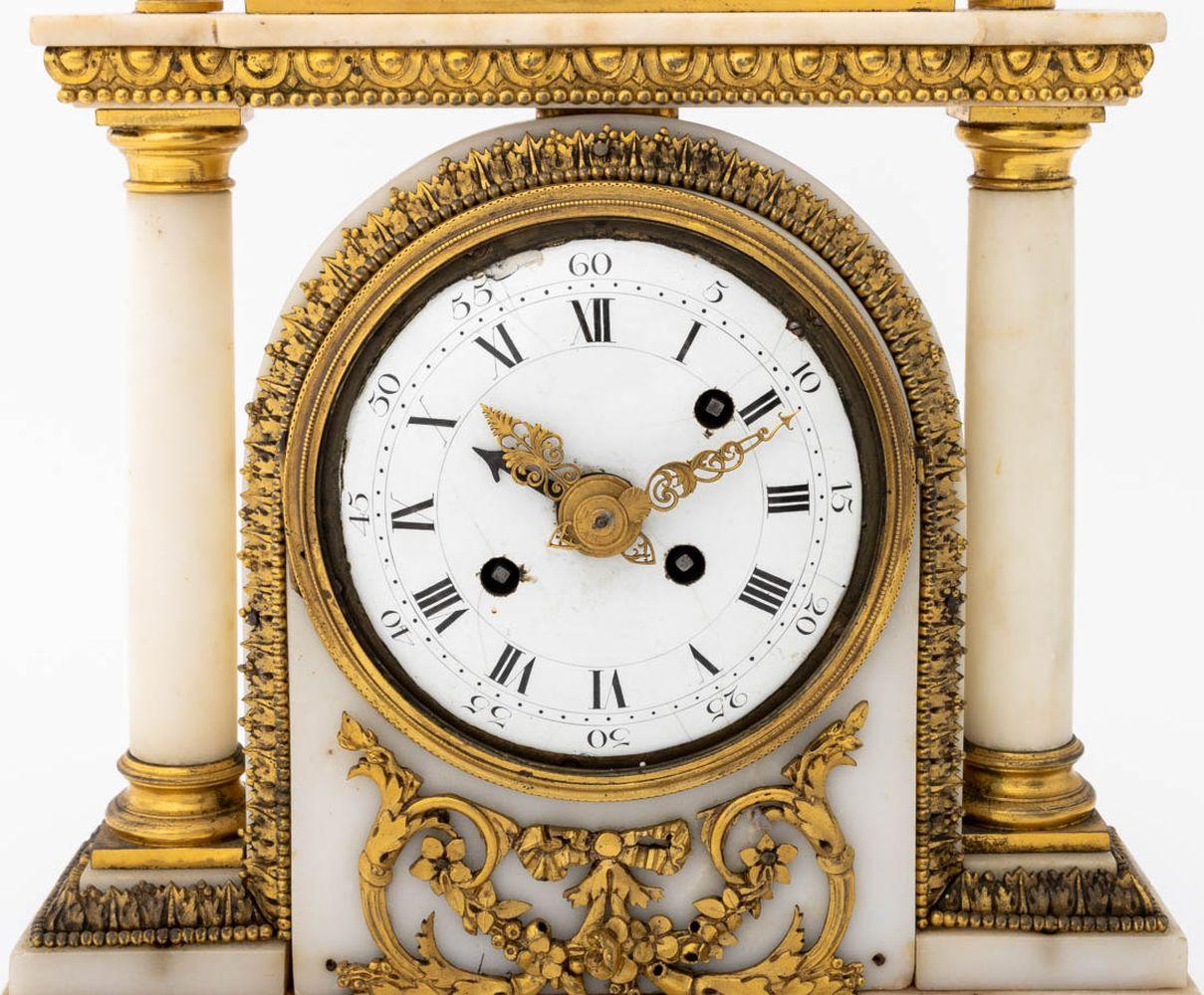 French Louis XVI Gilt Bronze and Marble Mantel Clock For Sale
