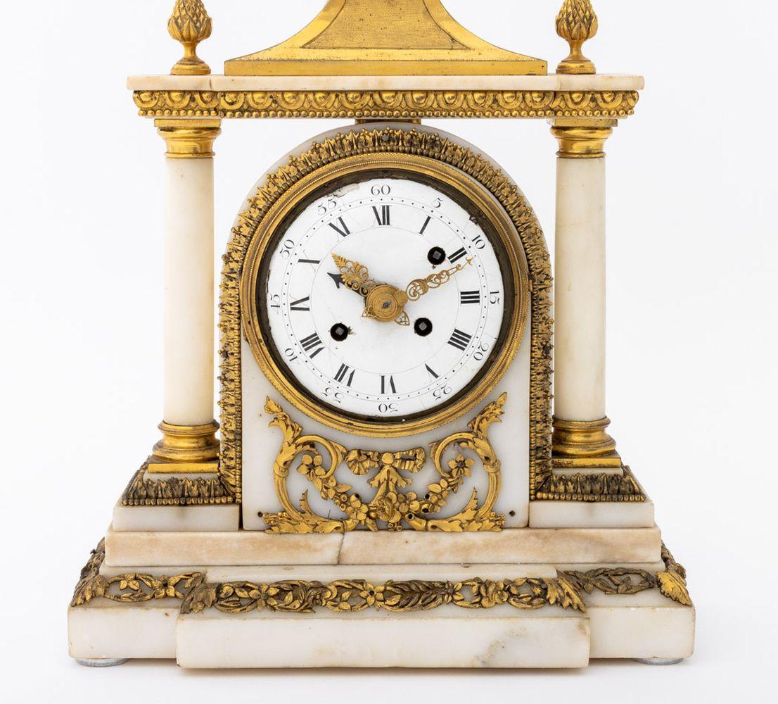 18th Century Louis XVI Gilt Bronze and Marble Mantel Clock For Sale