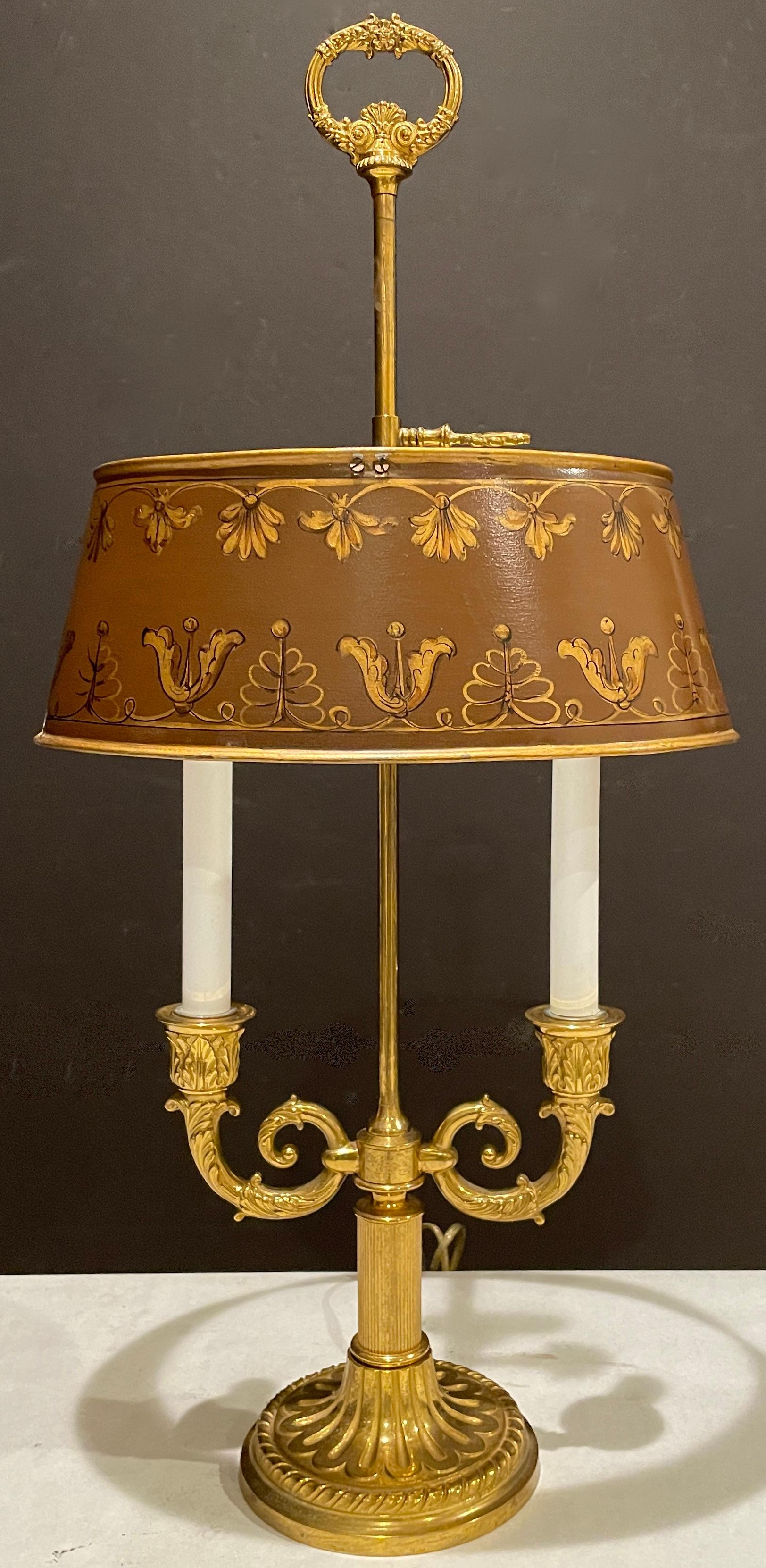 Lámpara Bouillotte Luis XVI de Bronce Dorado Italiano en venta