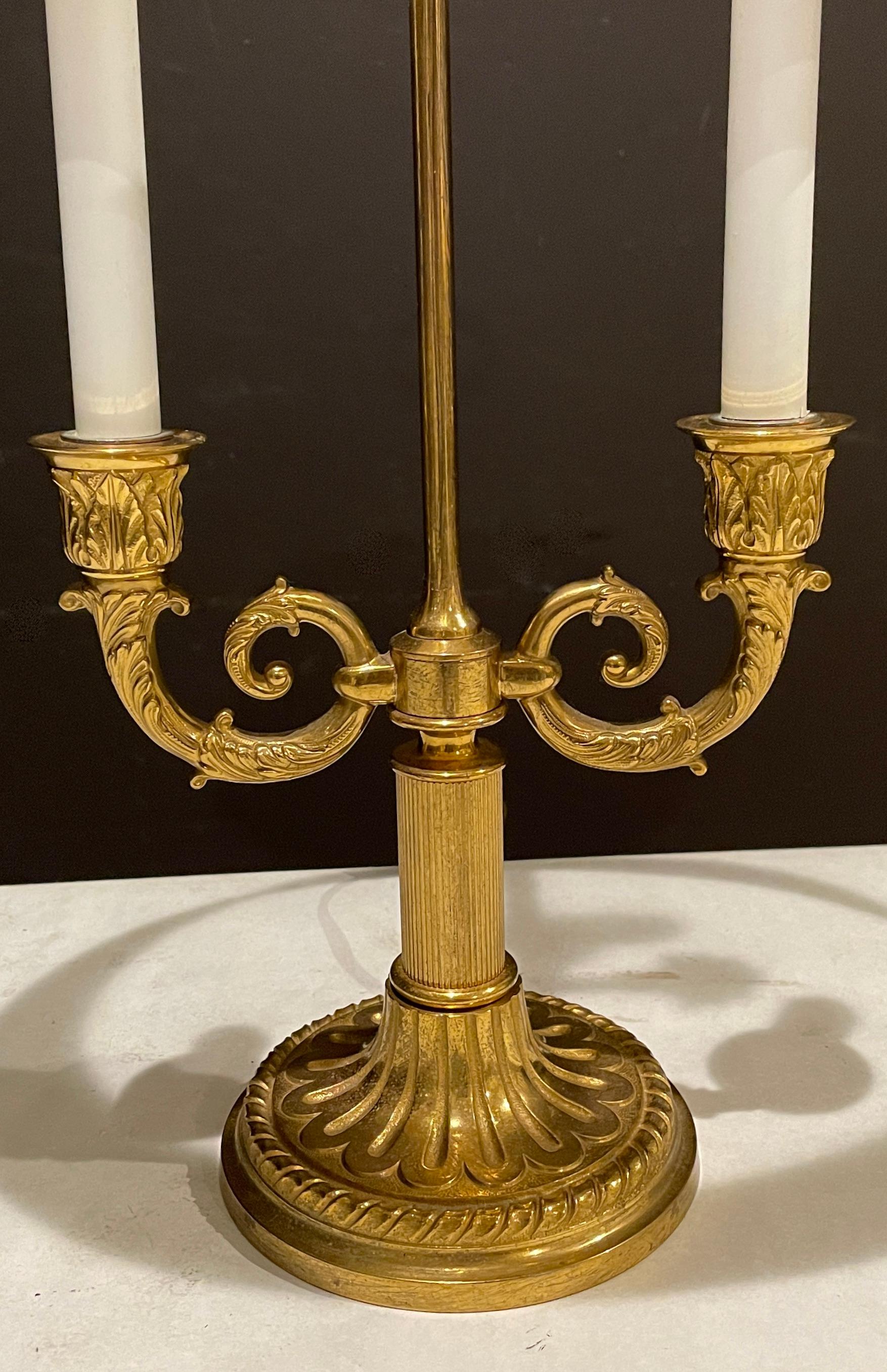 Louis XVI Gilt Bronze Bouillotte Lamp In Good Condition For Sale In Norwood, NJ