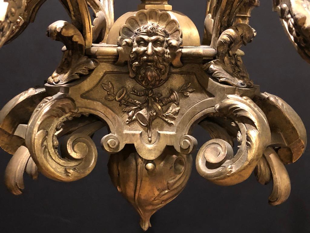 French Louis XVI Gilt Bronze Eight Light Chandelier