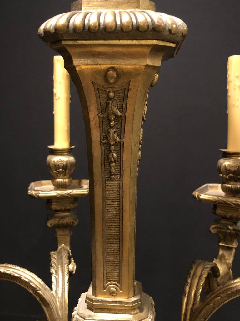 20th Century Louis XVI Gilt Bronze Eight Light Chandelier For Sale