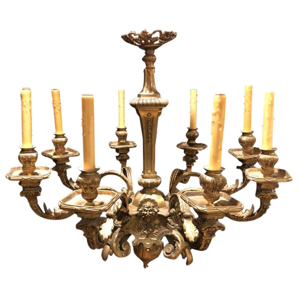 Louis XVI Gilt Bronze Eight Light Chandelier For Sale